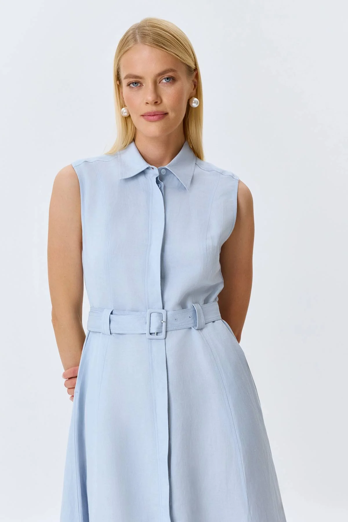 Льняное платье-рубашка, 40