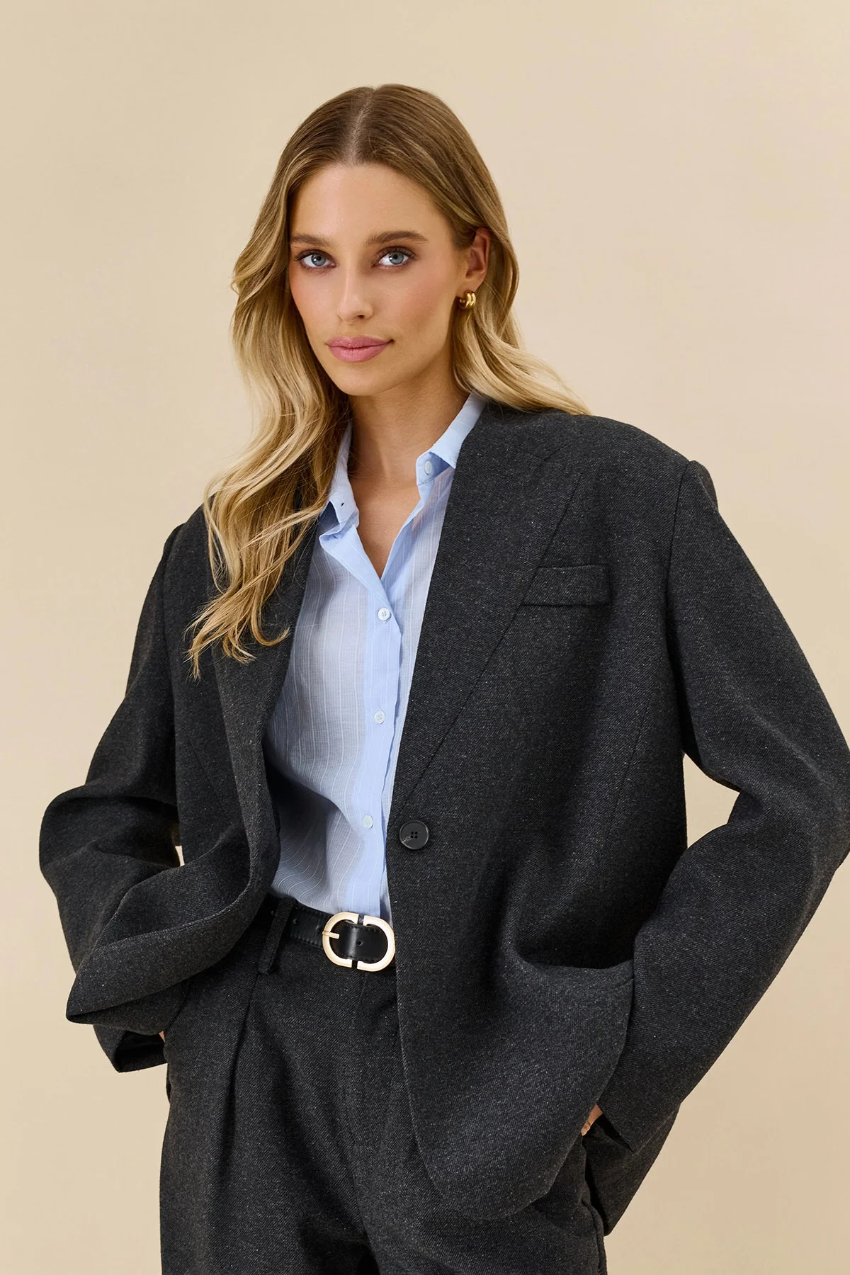 Шерстяной жакет Oversize в сером оттенке, 50