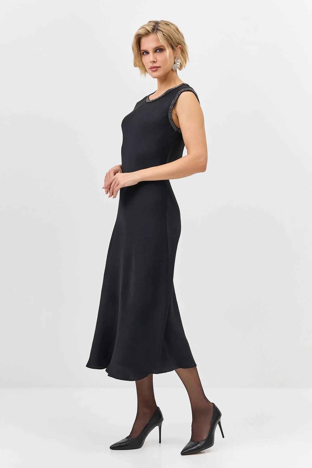 Лимитрированная серия элегантное платье из вискозы и ремень, 44