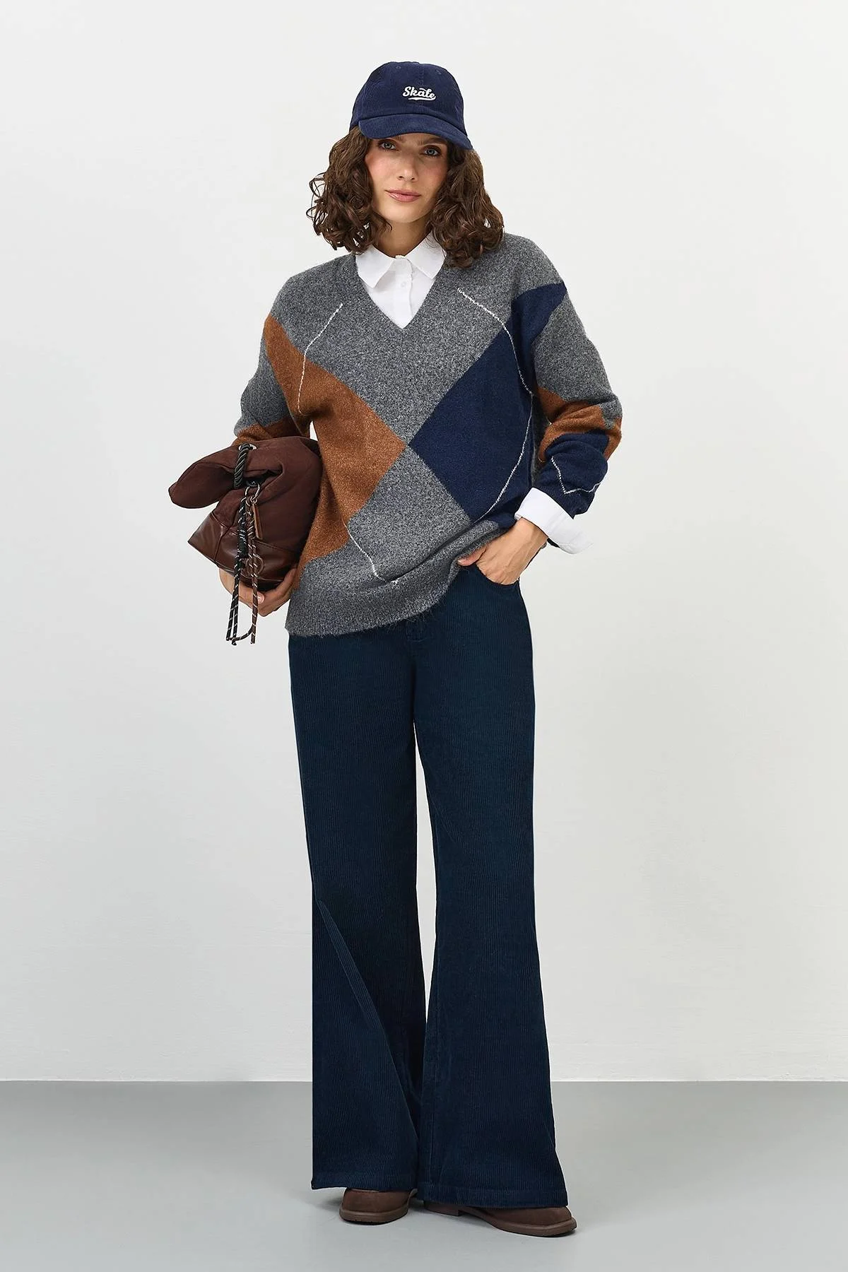 Свитер с узором "аргайл", 40