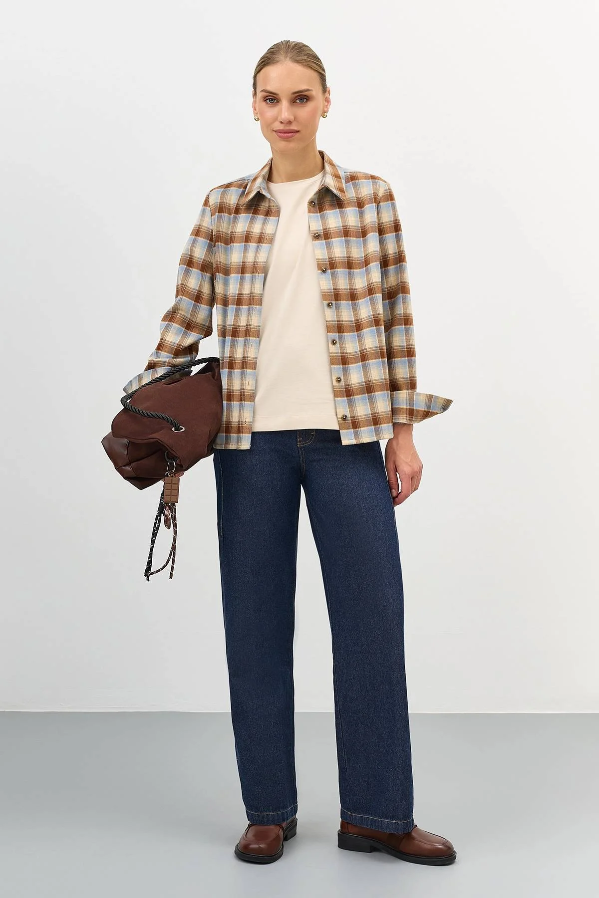 Лимитированная серия рубашка в яркую клетку и ремень, 42