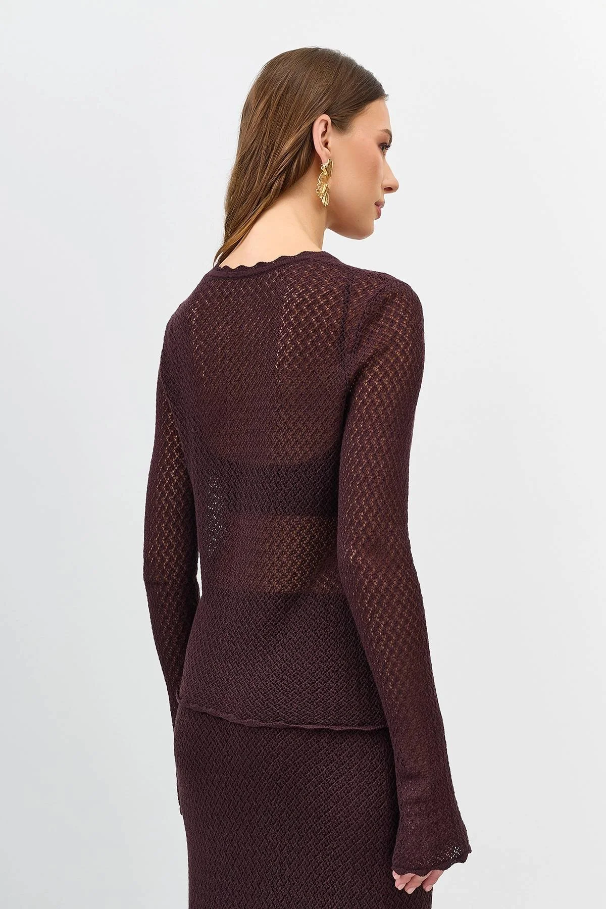 Ажурный полупрозрачный джемпер, 48