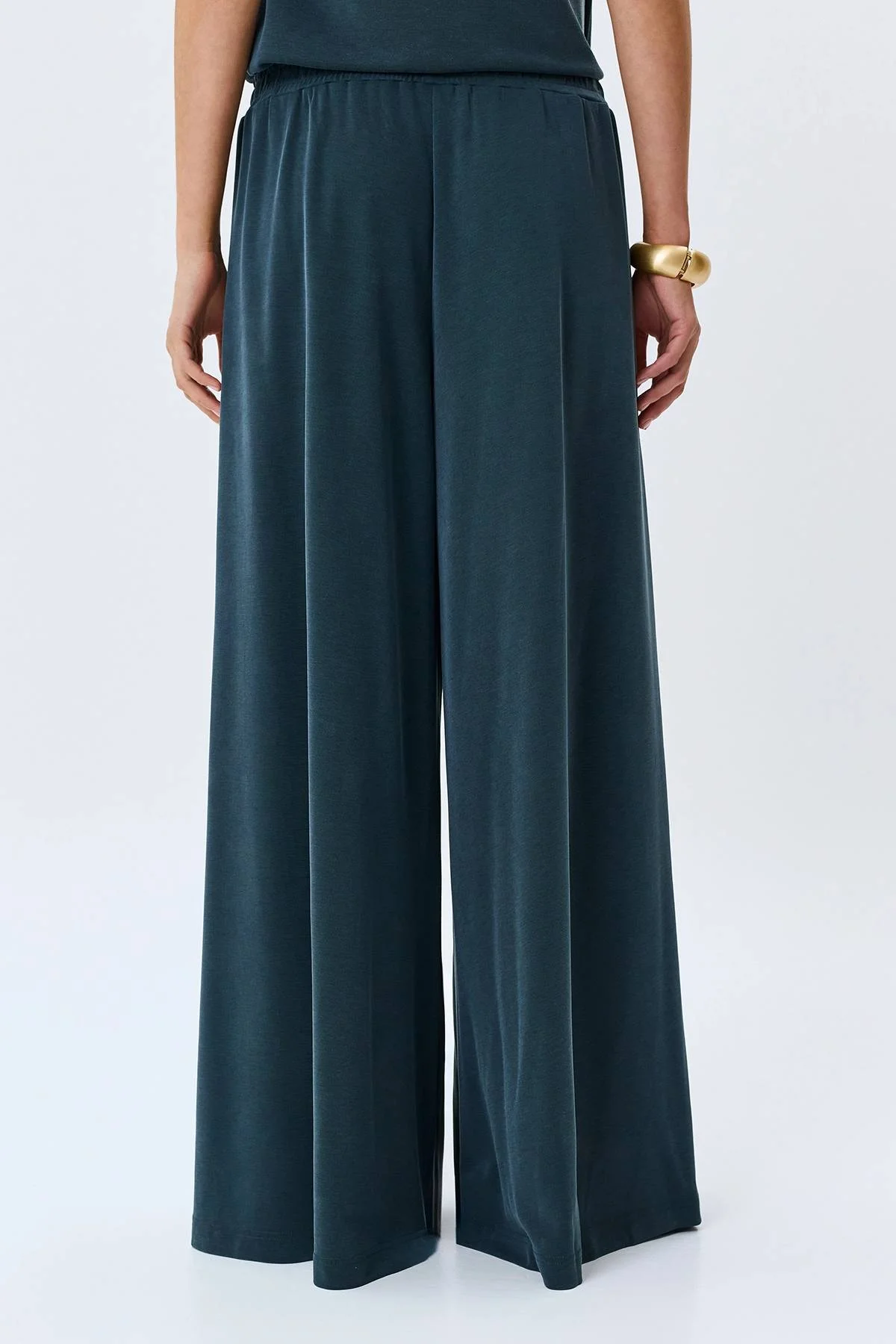 Брюки широкие палаццо с разрезами на резинке, 48