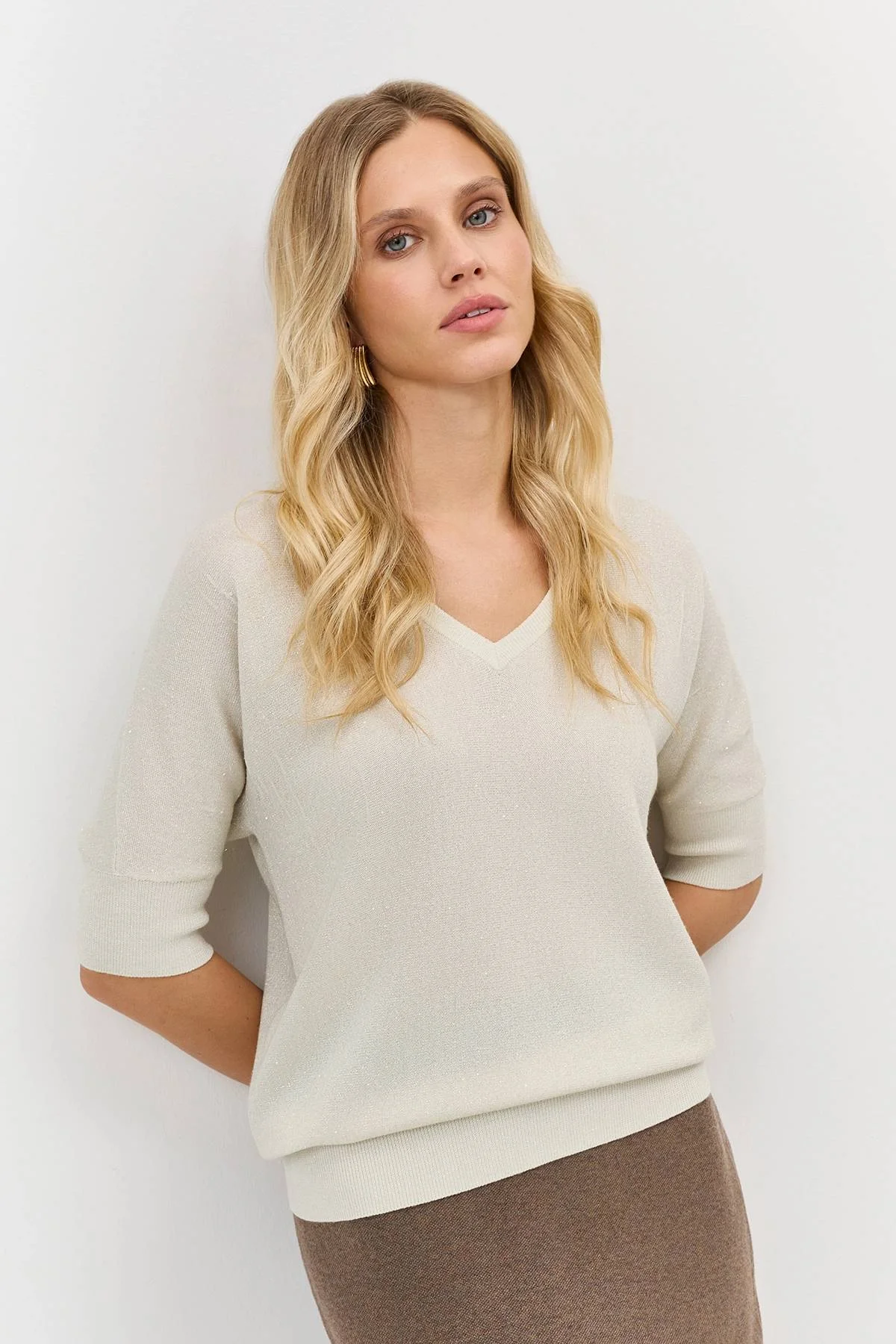 Лимитированная серия мерцающий джемпер с шелком и ремень, 40