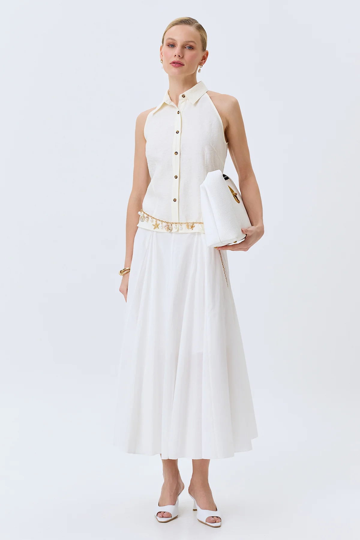 Приталенная блузка с корсетной шнуровкой, 46