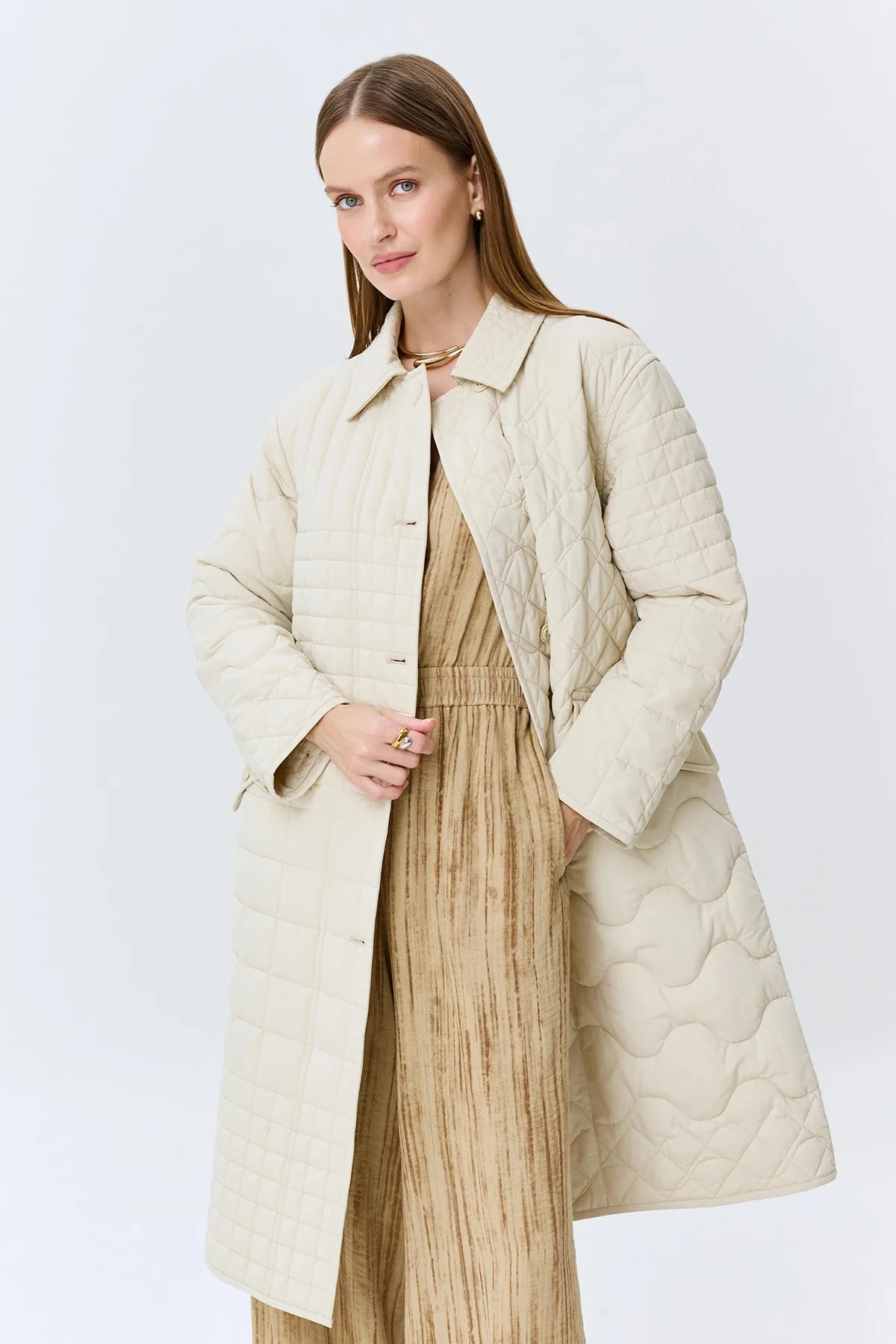 Двустороннее пальто с абстрактной стежкой, 36