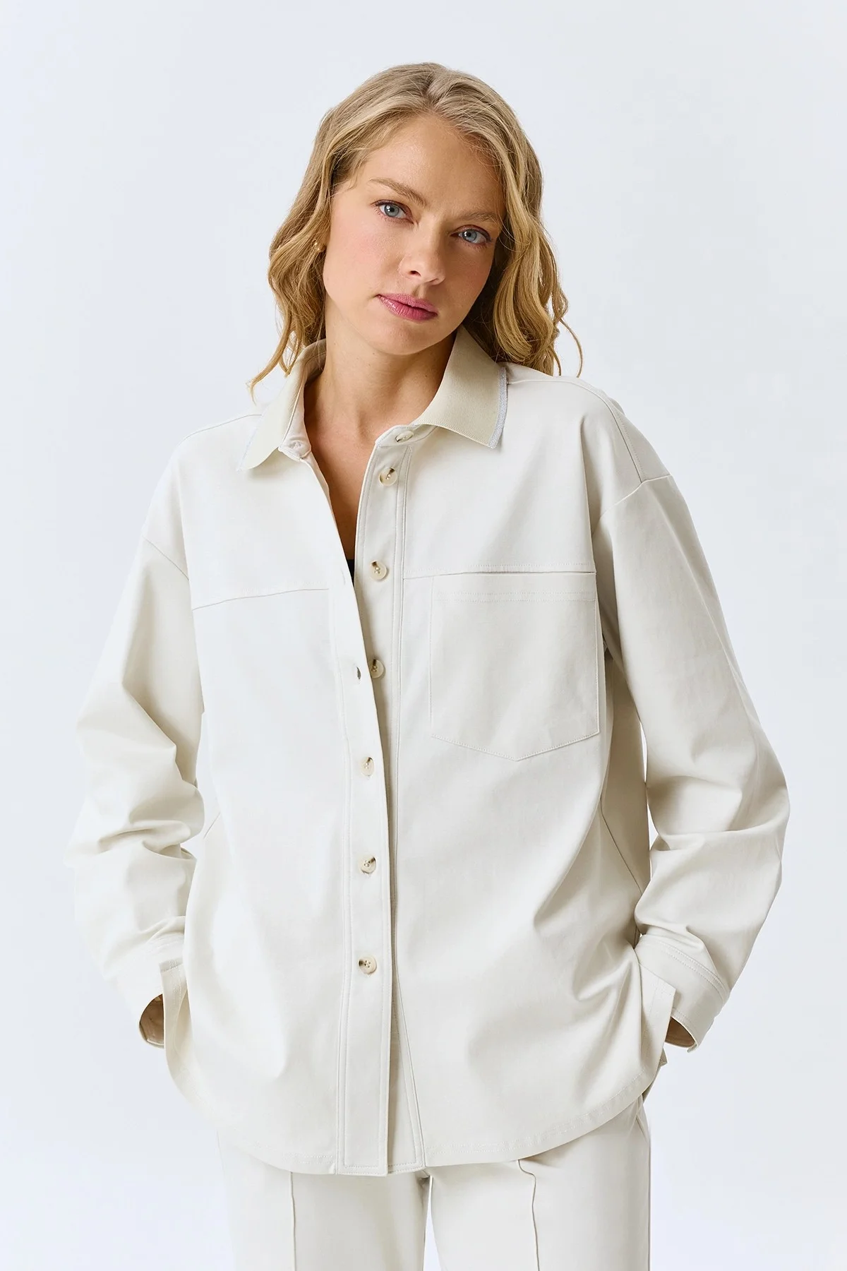 Жакет-рубашка из трикотажа, 34