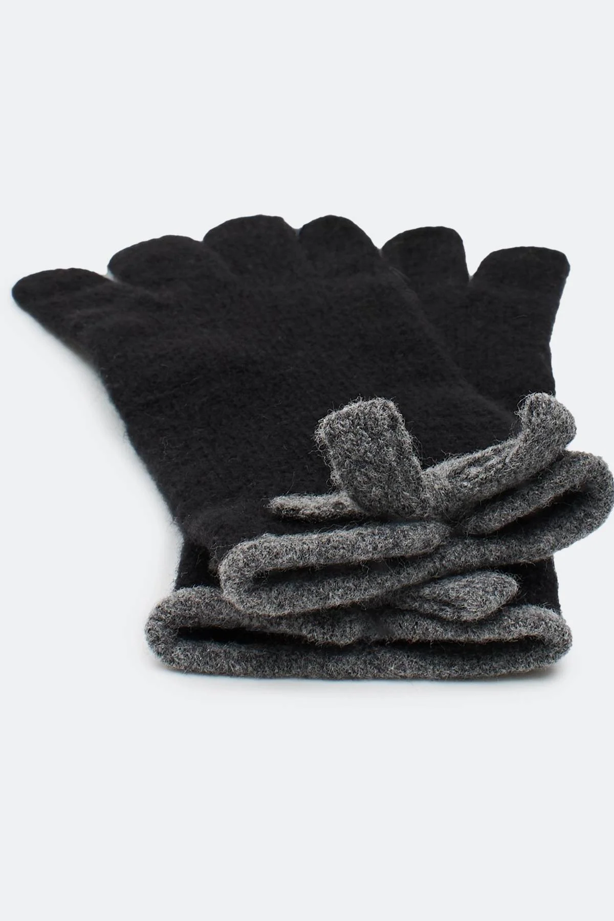 Черные вязаные перчатки с контрастной отделкой, One