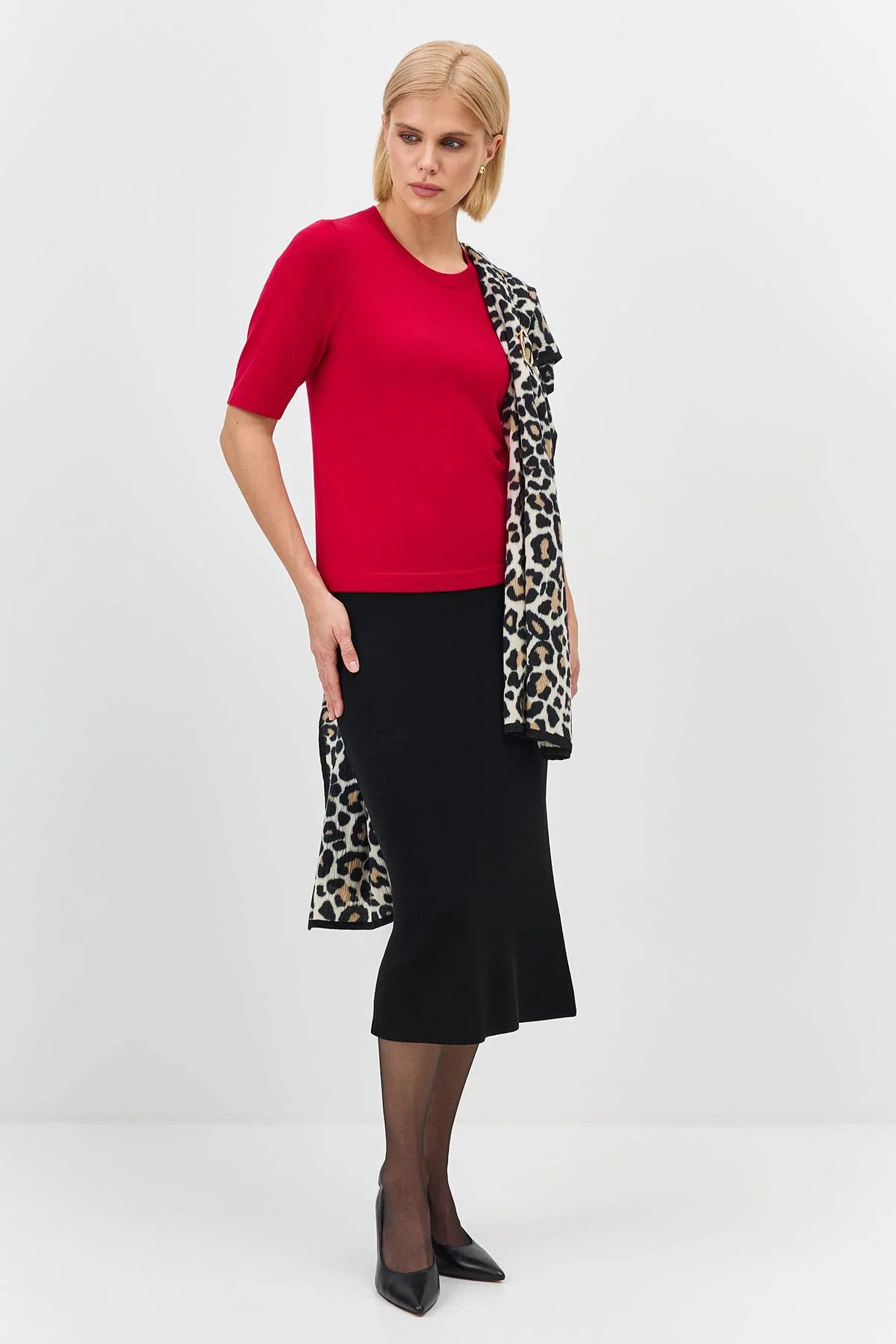 Лимитированная серия вязаная юбка с высоким разрезом и ремень, 36