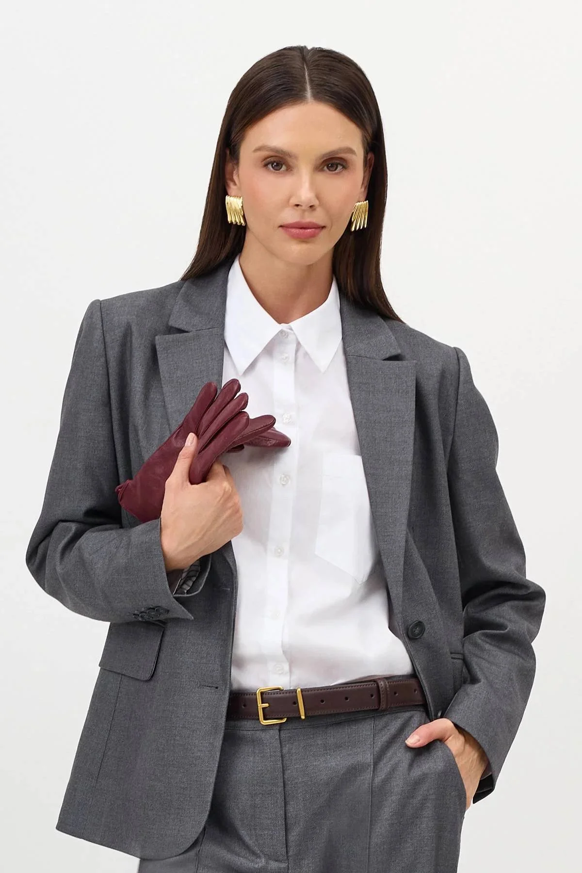 Однобортный жакет с тенселем и шерстью, 44