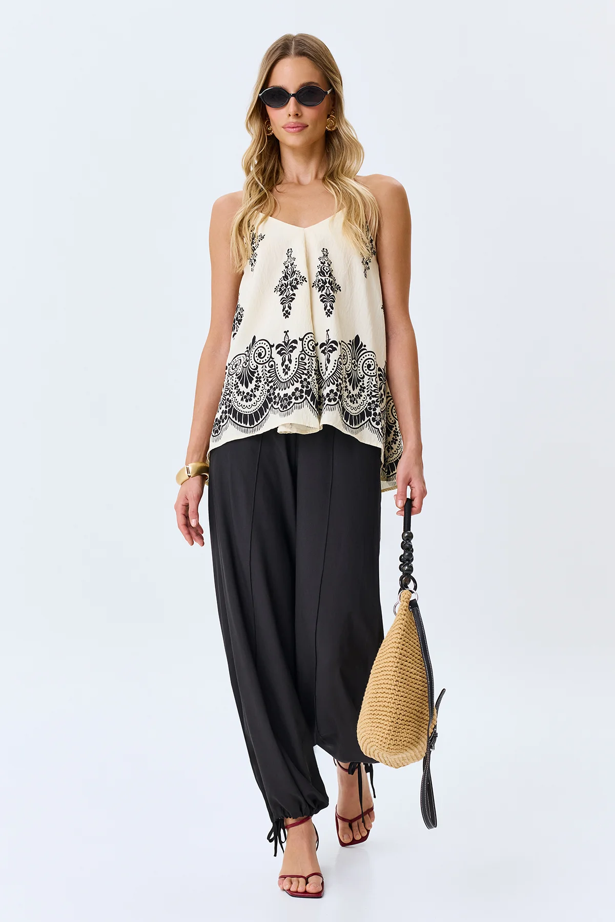 Легкие брюки с кулиской по низу, 44