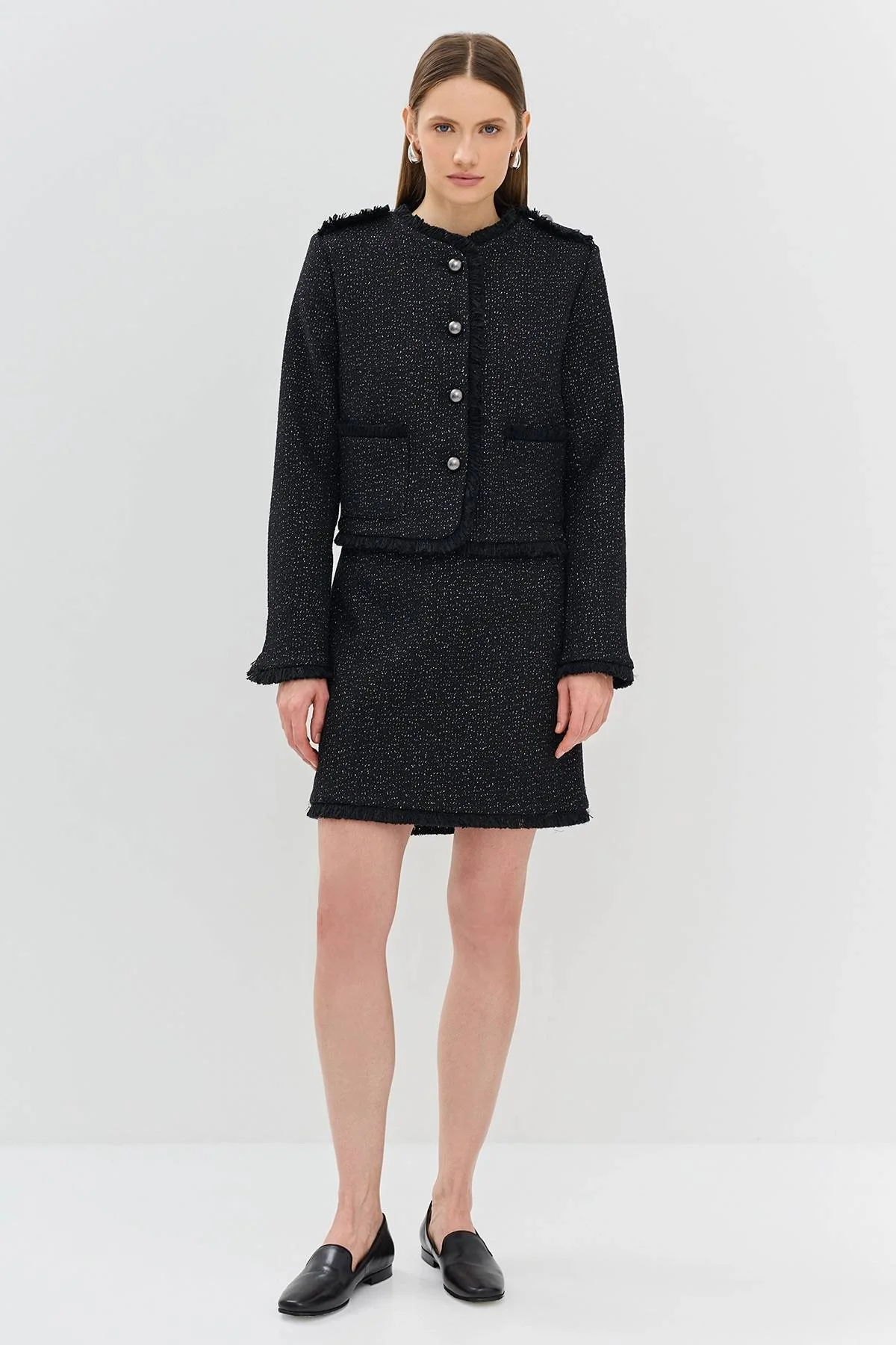 Лимитированая серия юбка-мини из твида с ремнем, 52