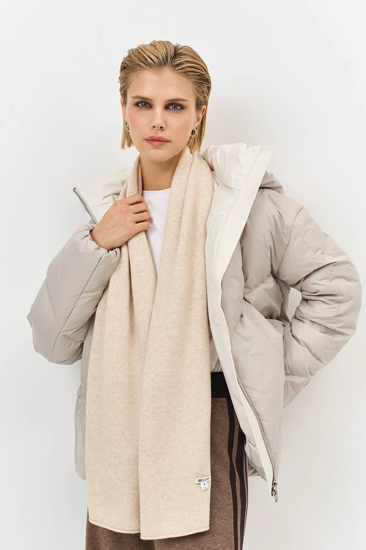 Светлый вязаный шарф из 100% шерсти, One