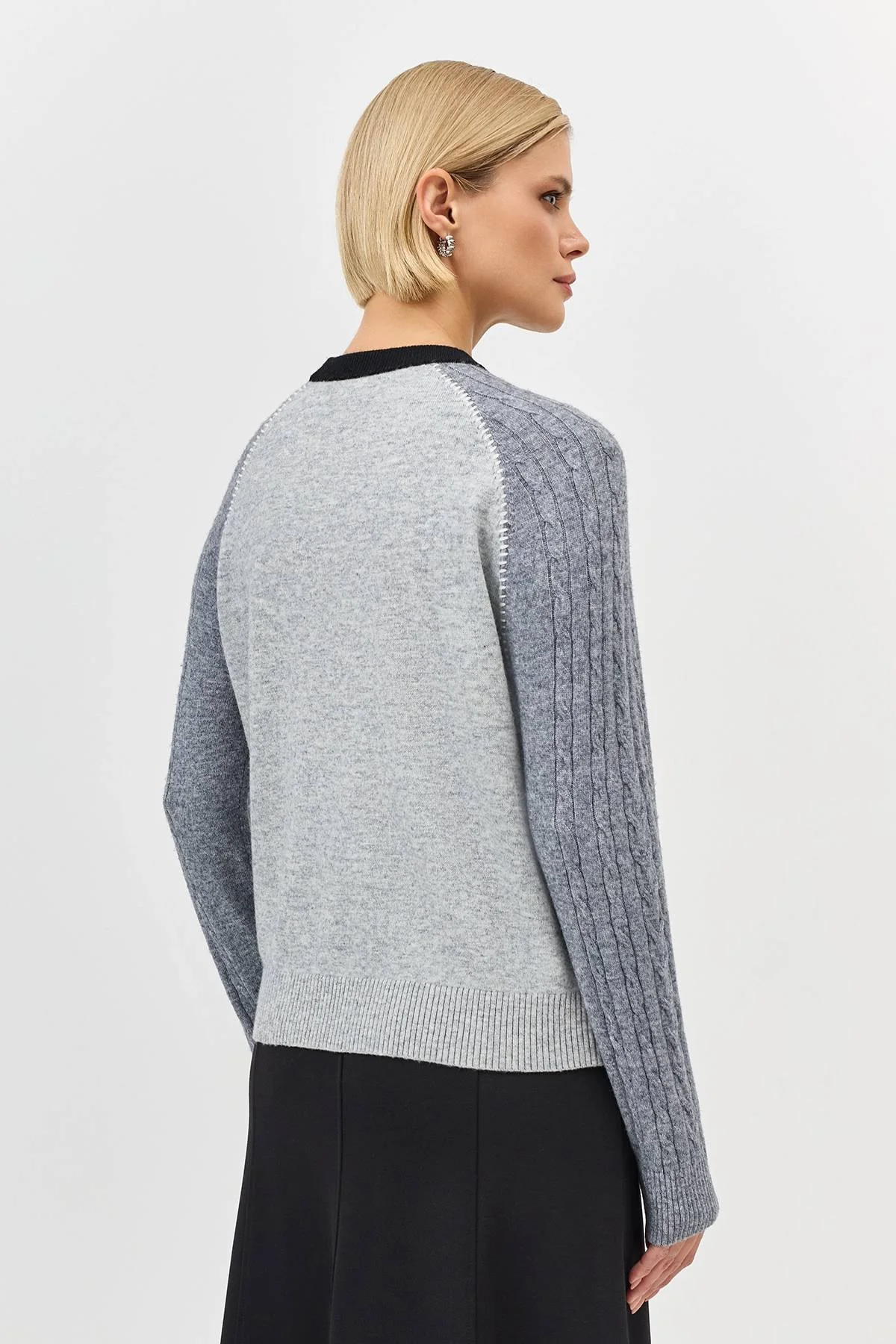 Джемпер в стиле color block с шерстью, 36