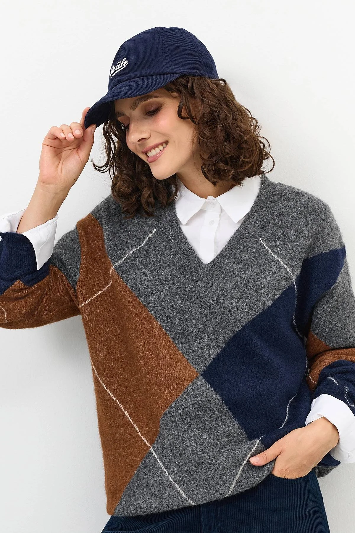 Свитер с узором "аргайл", 40