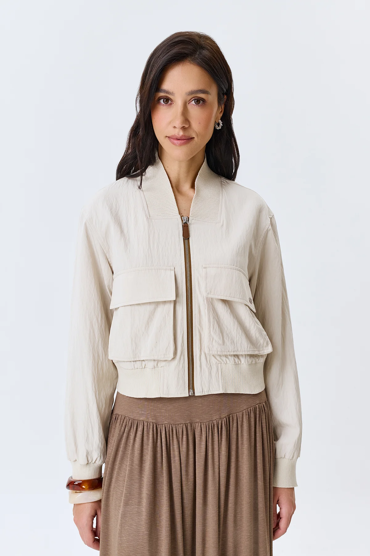 Укороченный бомбер с широким рибом, 46