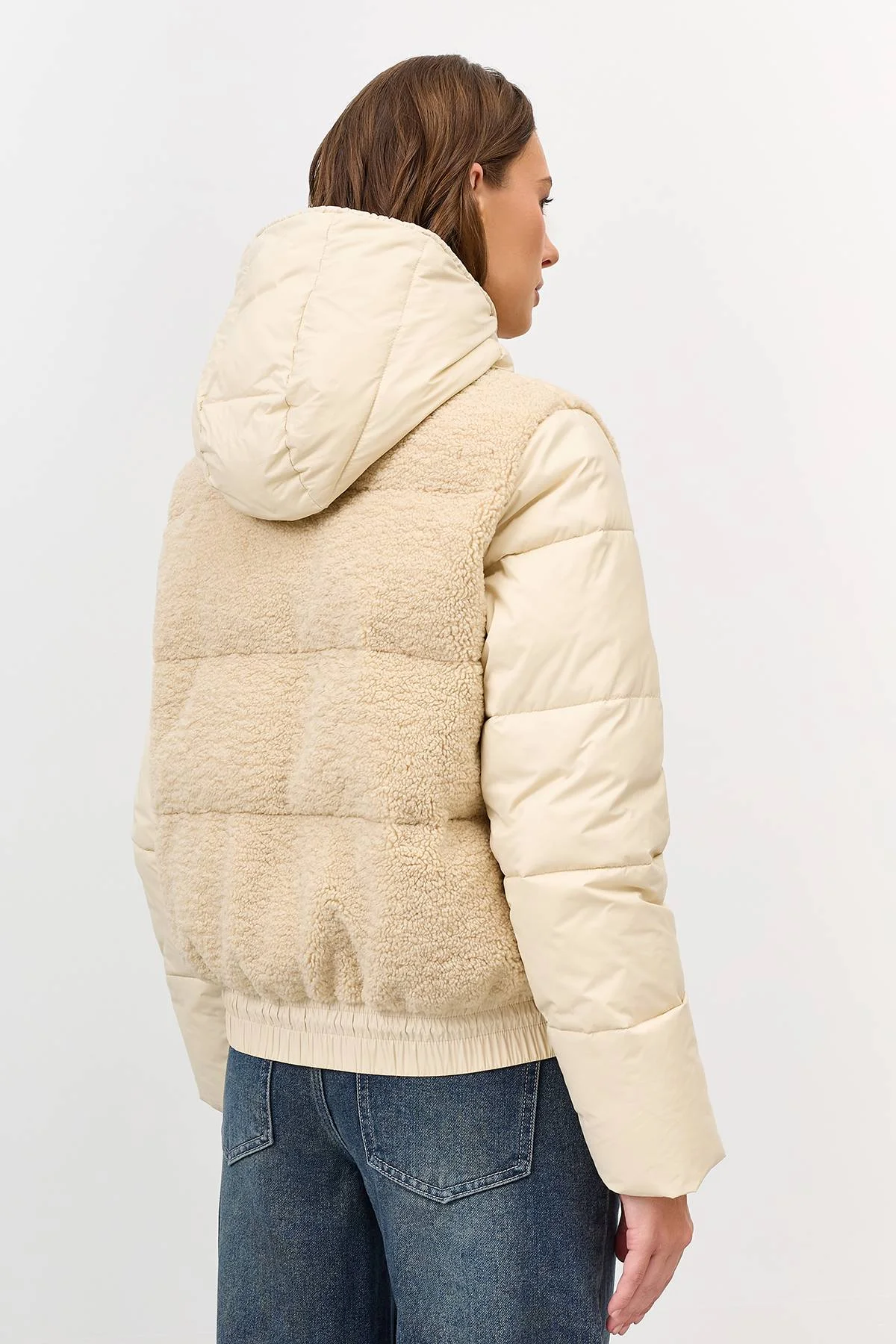 Лимитированная серия комбинированная куртка с искуственным мехом с палантином, 50