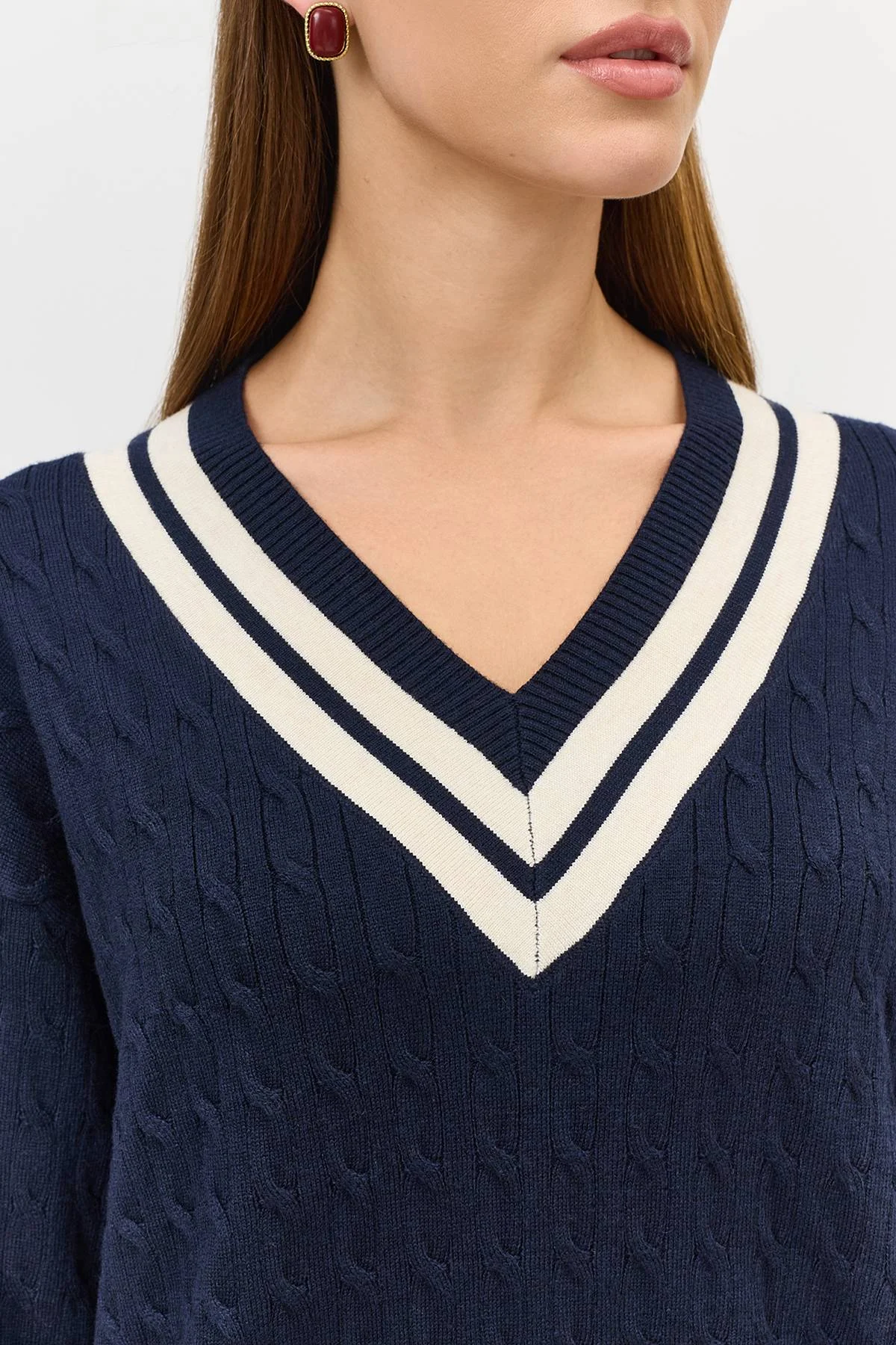 Лимитированная серия свитер с косами и контрастной отделкой и ремень, 48