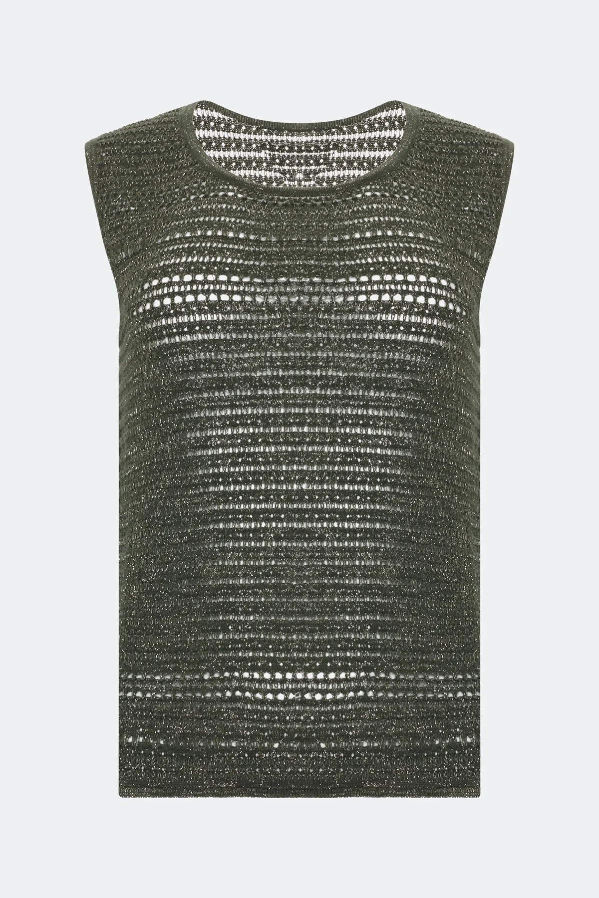Ажурный топ с люрексом в цвете хаки, 50