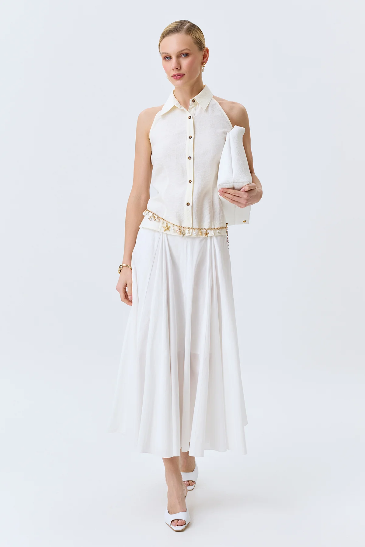 Приталенная блузка с корсетной шнуровкой, 50