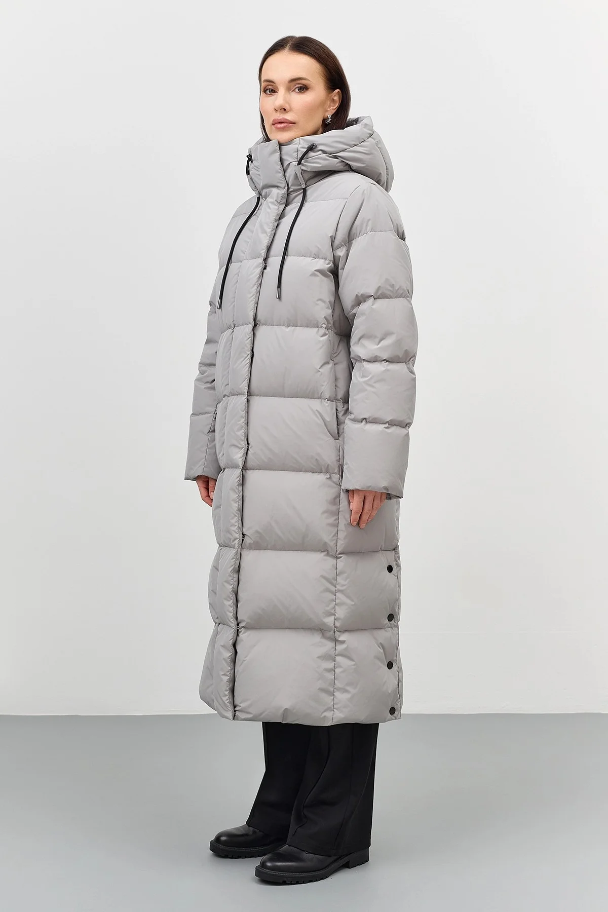 Длинный пуховик на натуральном утеплителе, 48