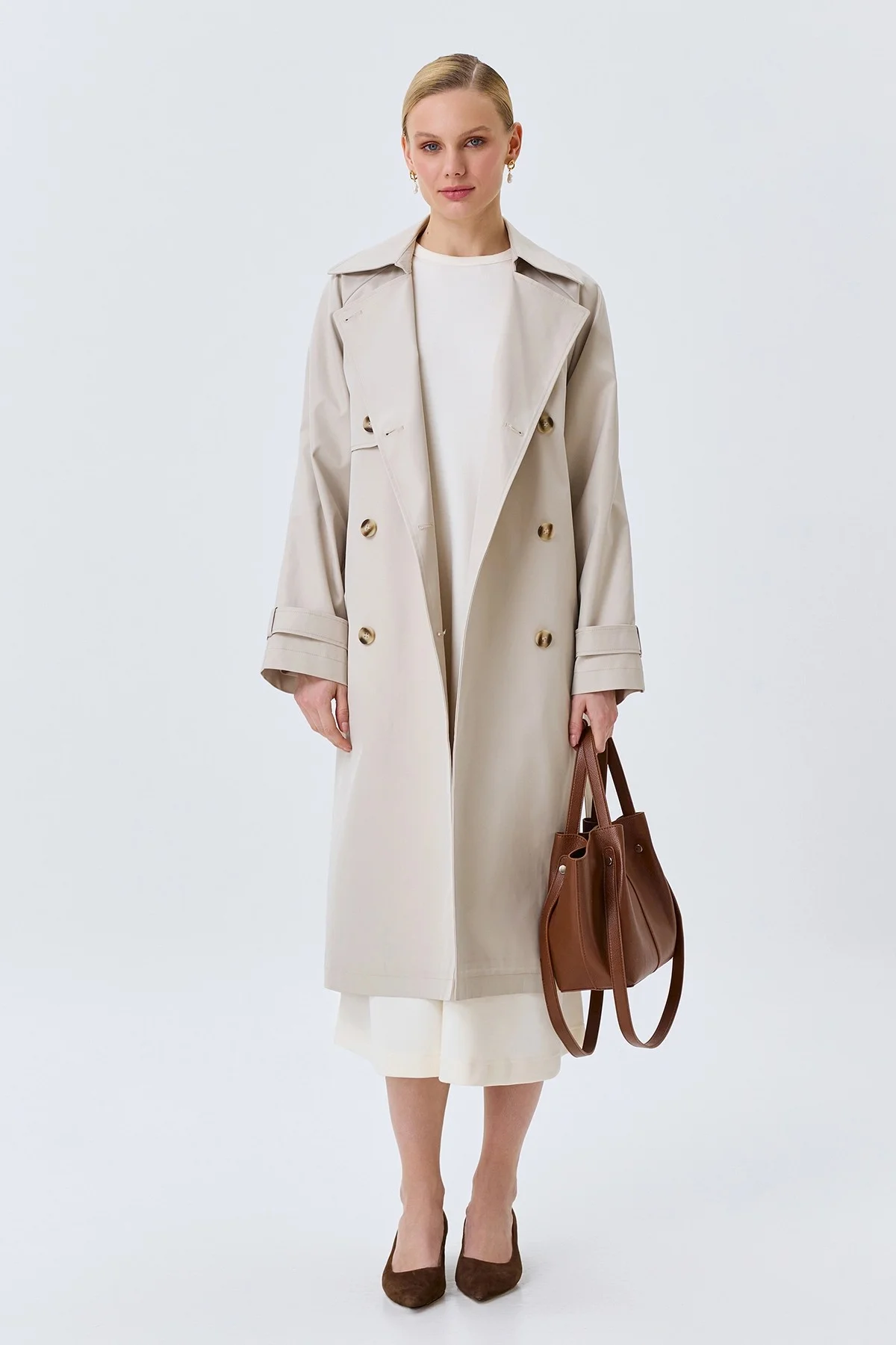 Классический тренч с акцентными пуговицами, 42
