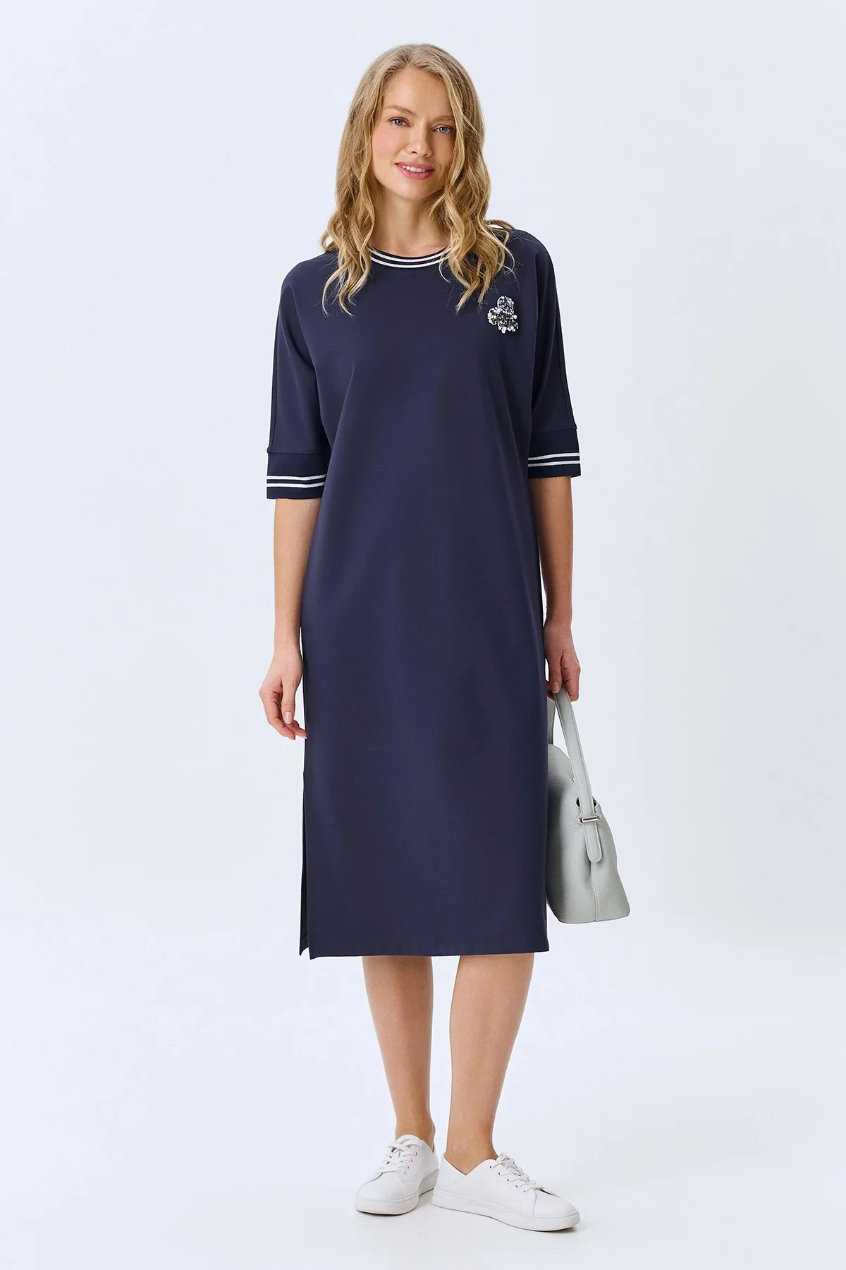 Свободное трикотажное платье из смесовой вискозы, 34