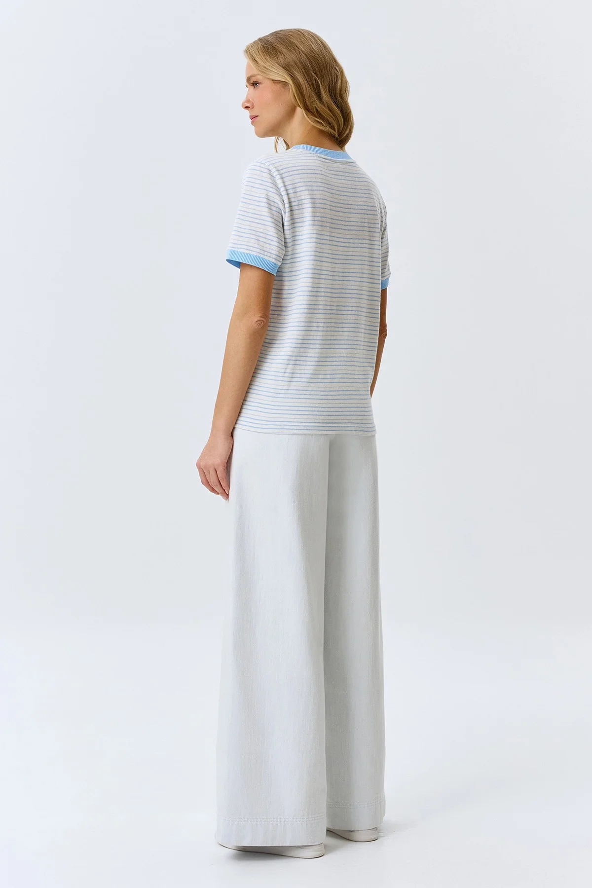 Фактурные джинсы-палаццо, 38