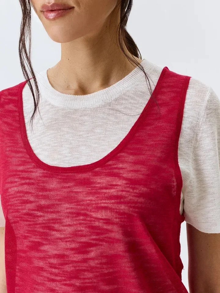 Джемпер тонкий вязаный с топом, 42