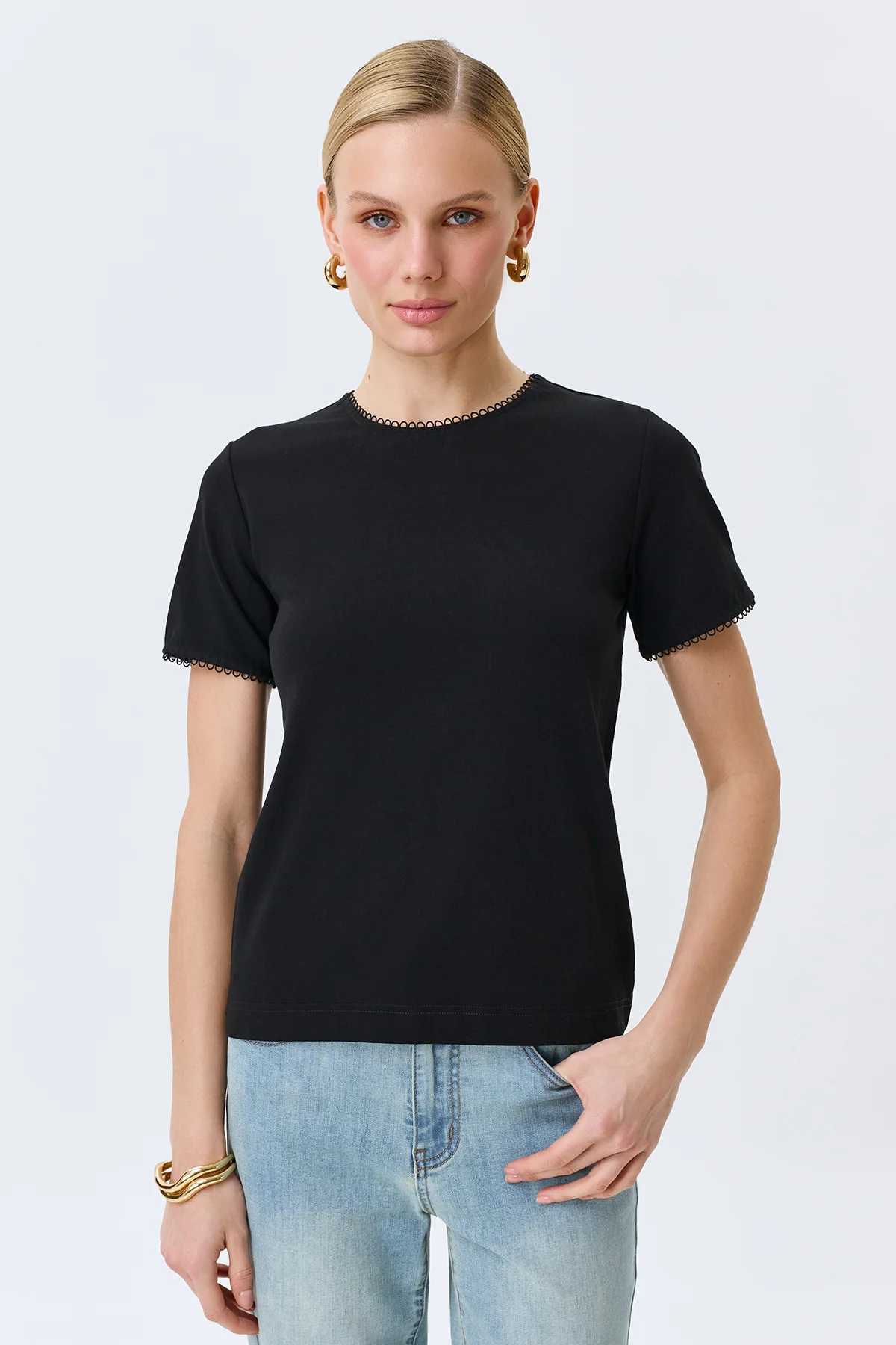 Футболка с кружевным кантом, 50