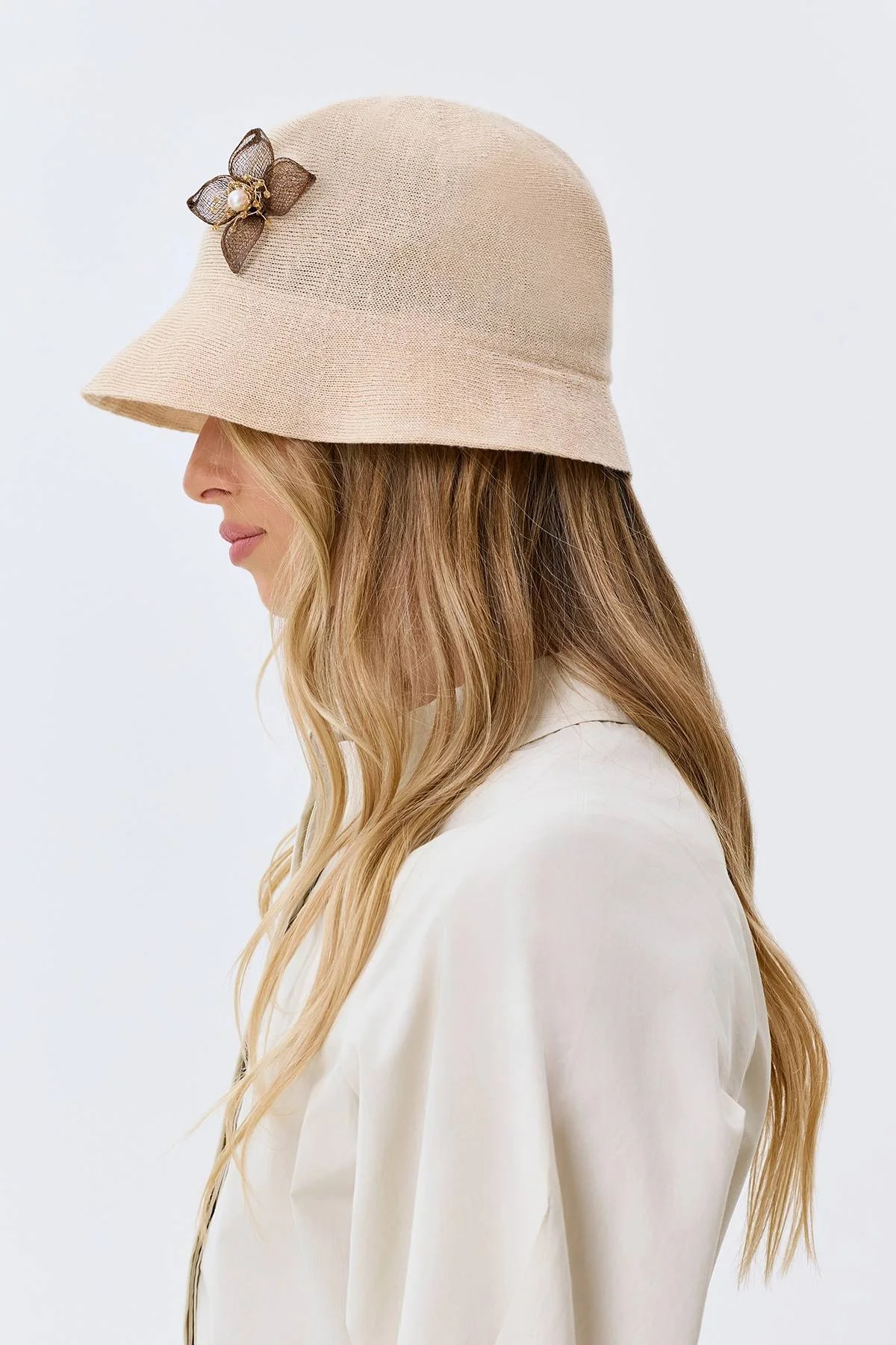 Панама с декором из 100% льна, One