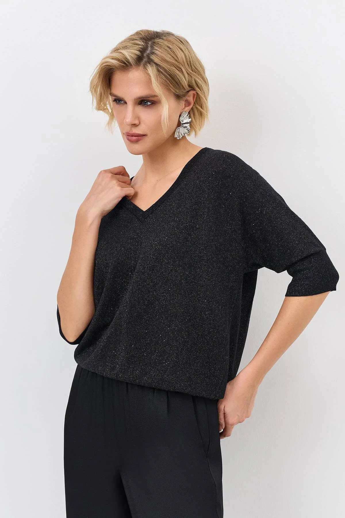 Лимитированная серия мерцающий джемпер с шелком и ремень, 44