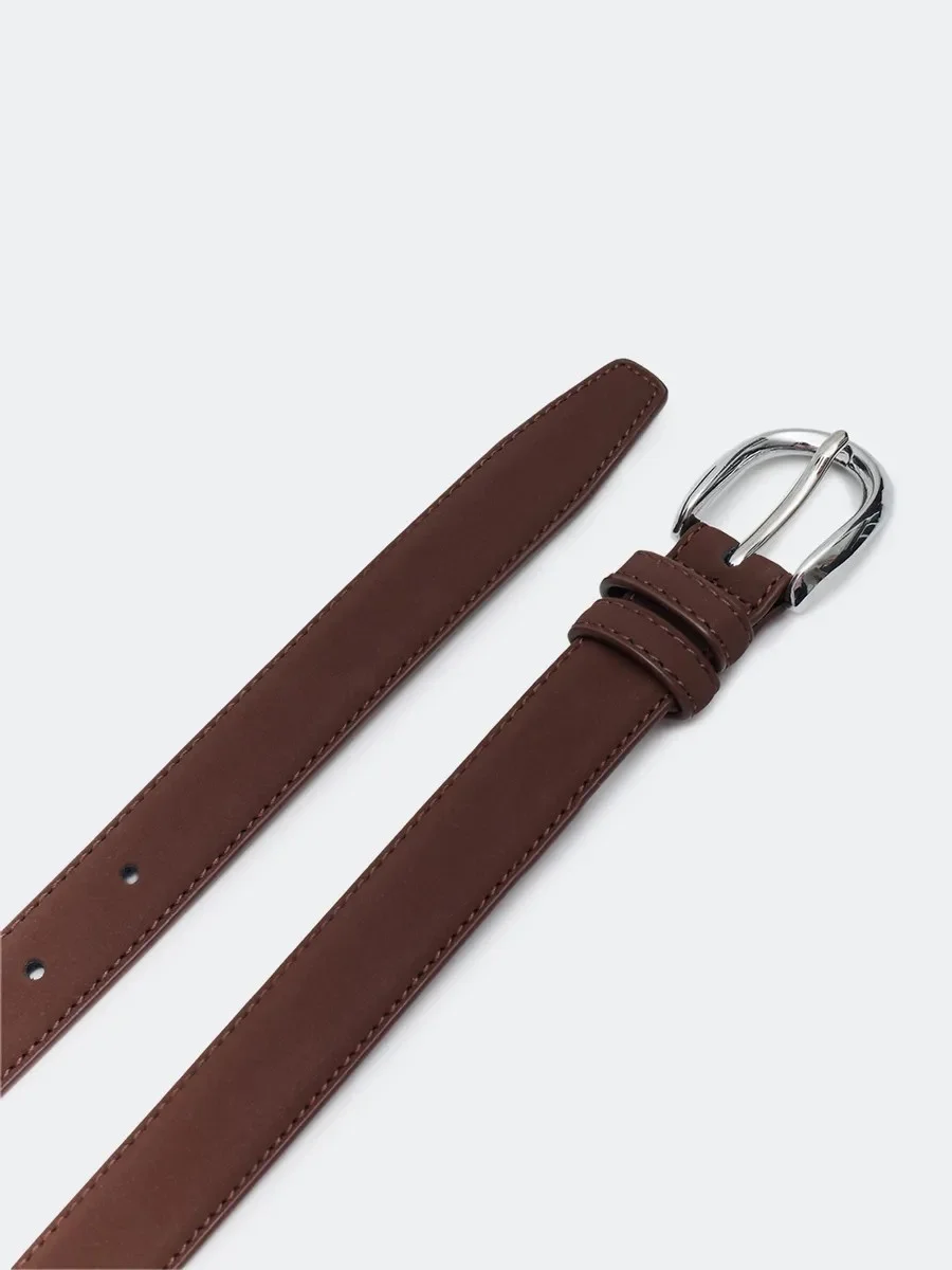 Коричневый ремень из натуральной кожи, M