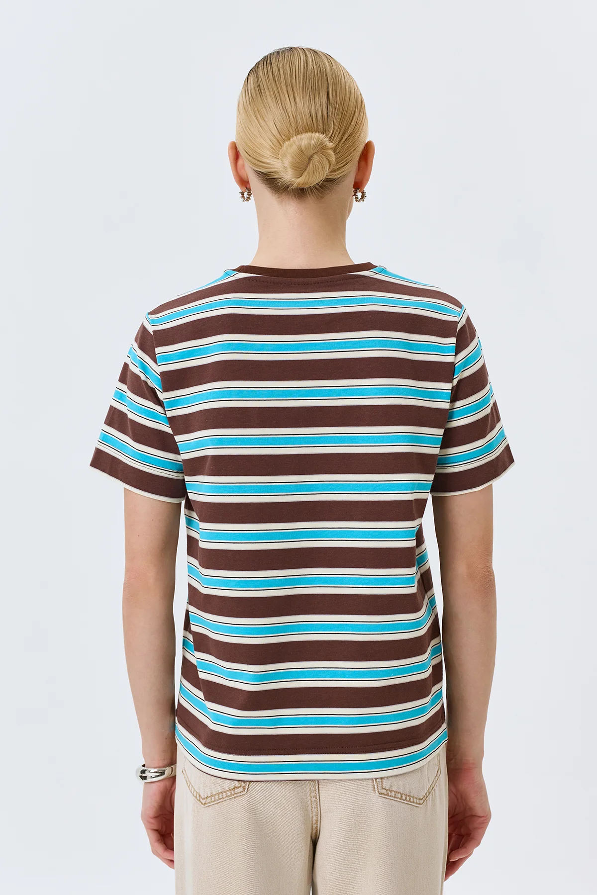 Яркая футболка в полоску из 100% хлопка, 48