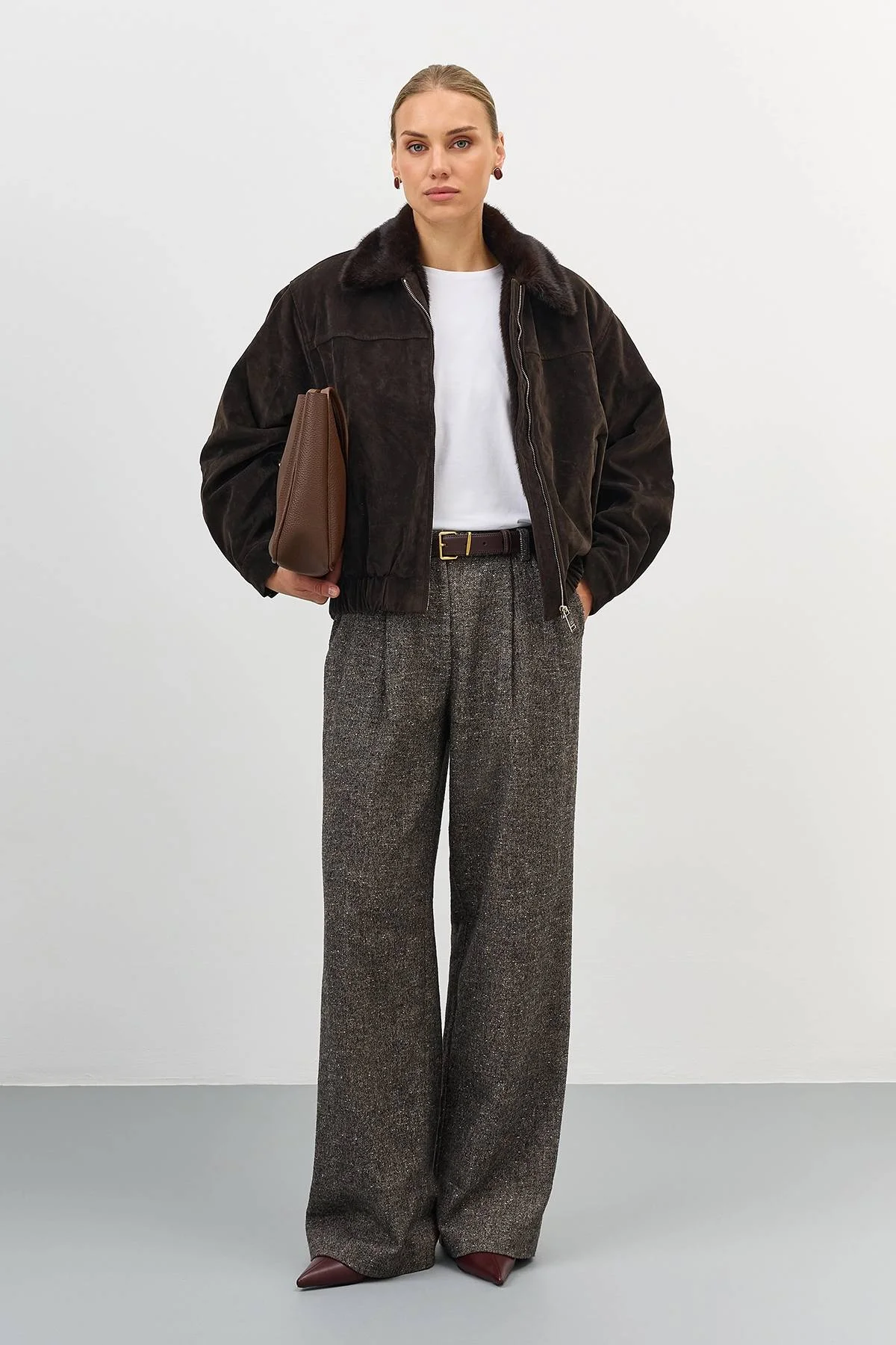 Лимитированая серия темно-коричневая куртка и палантин, 46