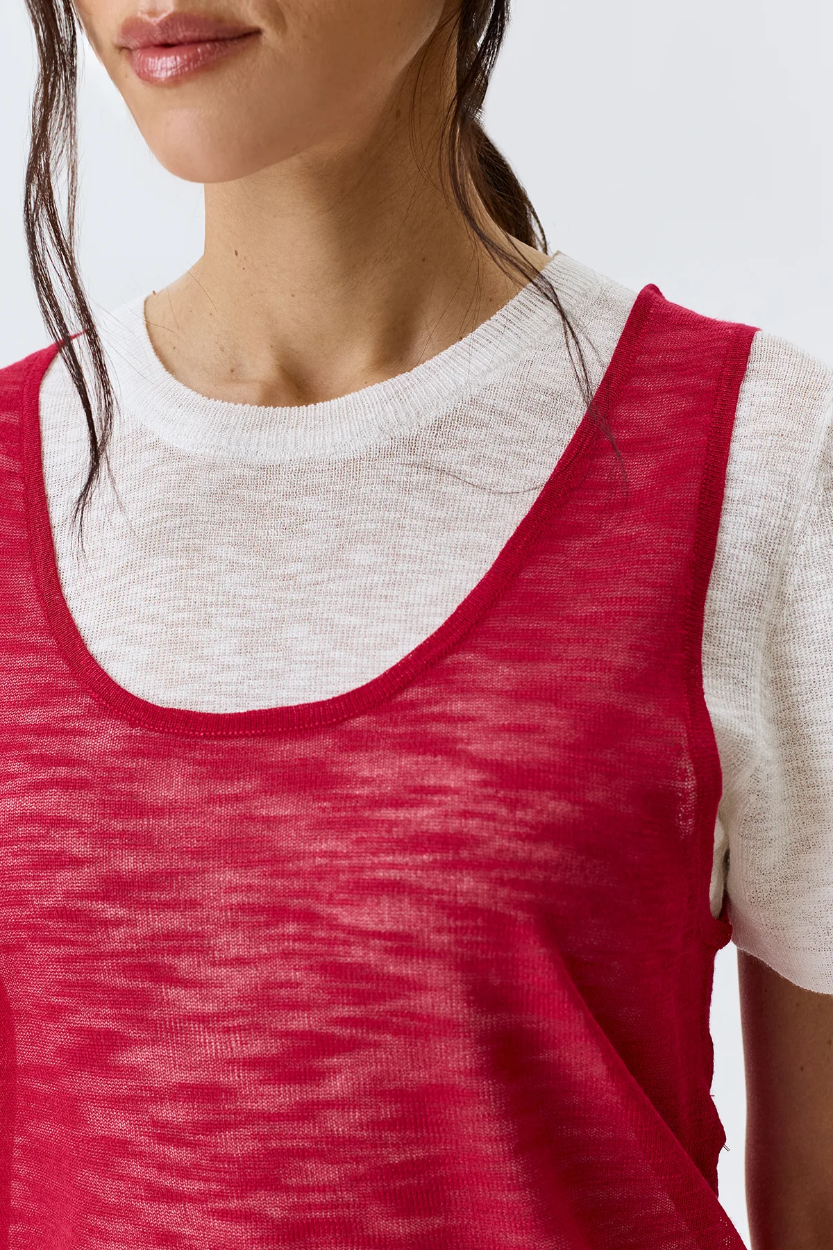 Джемпер тонкий вязаный с топом, 44