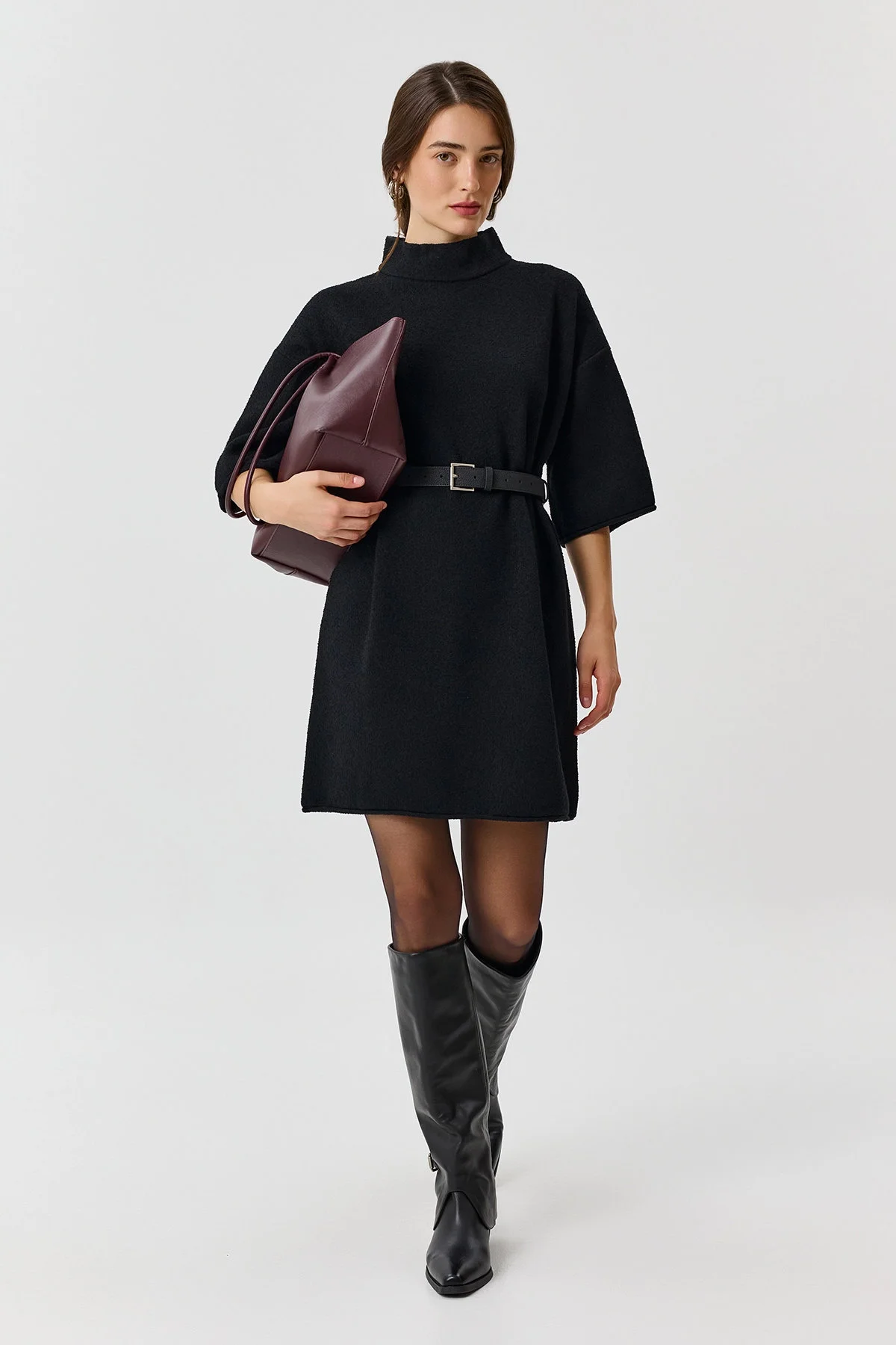 Oversize платье из трикотажа "букле", 50