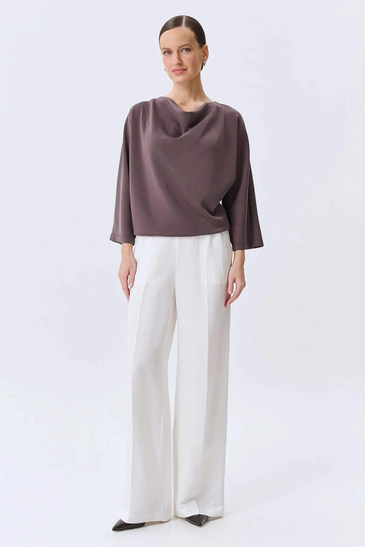 Джемпер из модала с драпировкой, 36