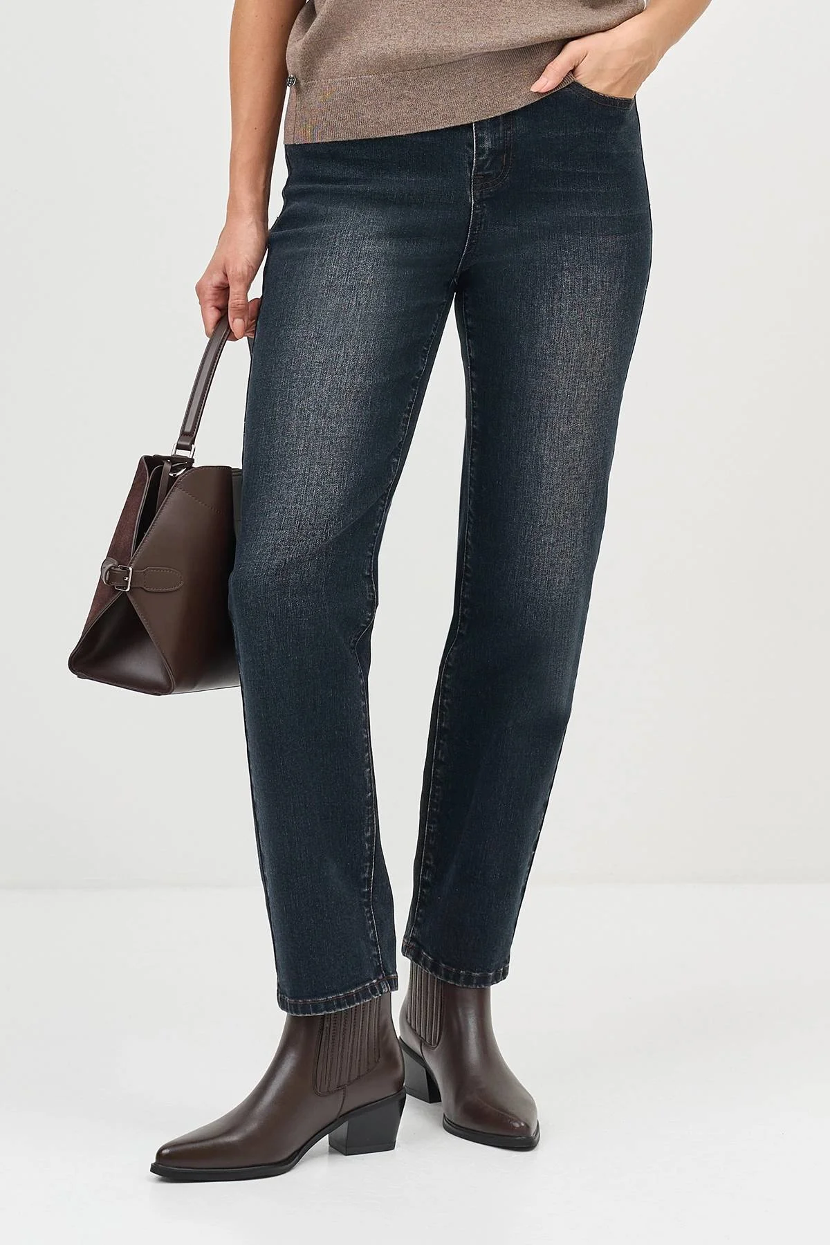 Синие джинсы с винтажной варкой, 34