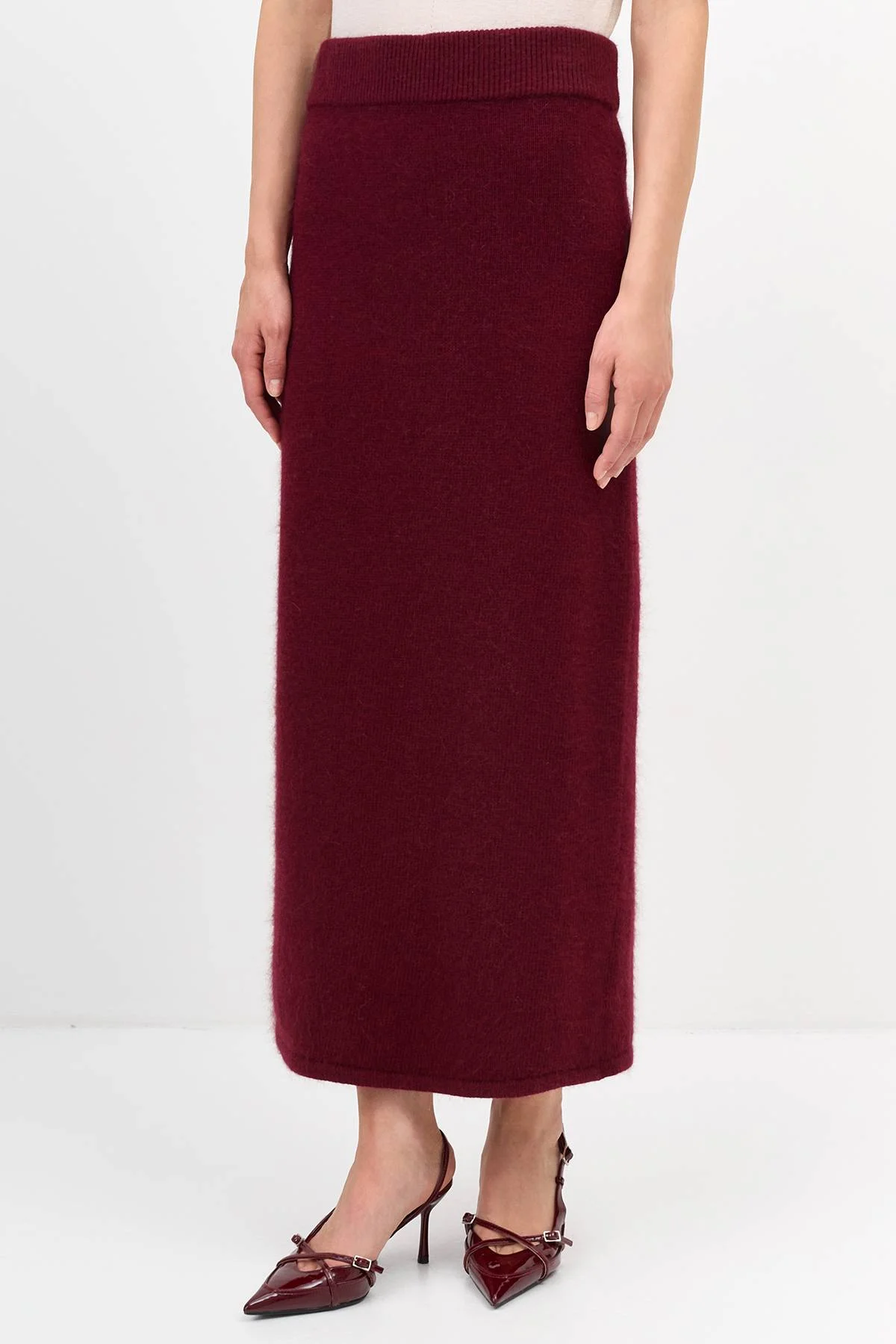 Лимитированная серия вязаная юбка с ангорой и ремень, 44