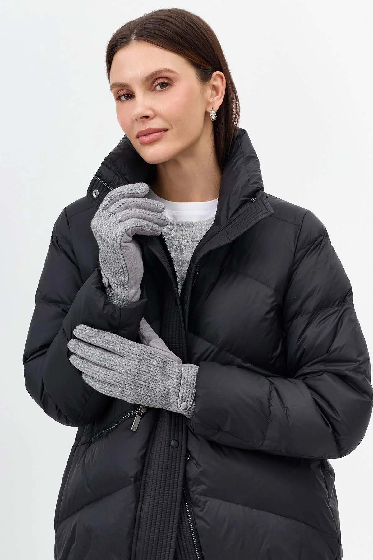 Комбинированные перчатки с хлястиками, One