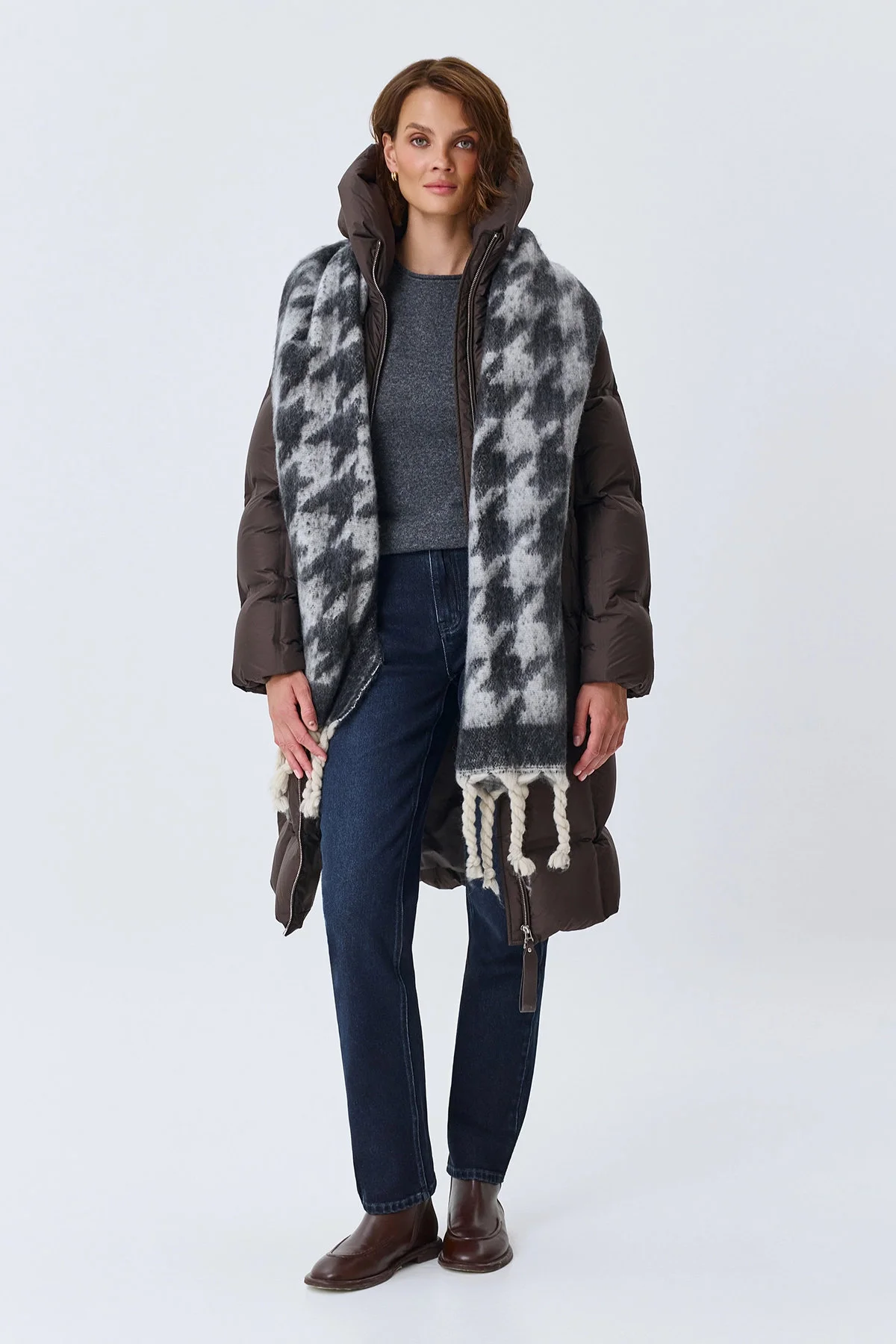 Легкий пуховик с квадратной стежкой, 52