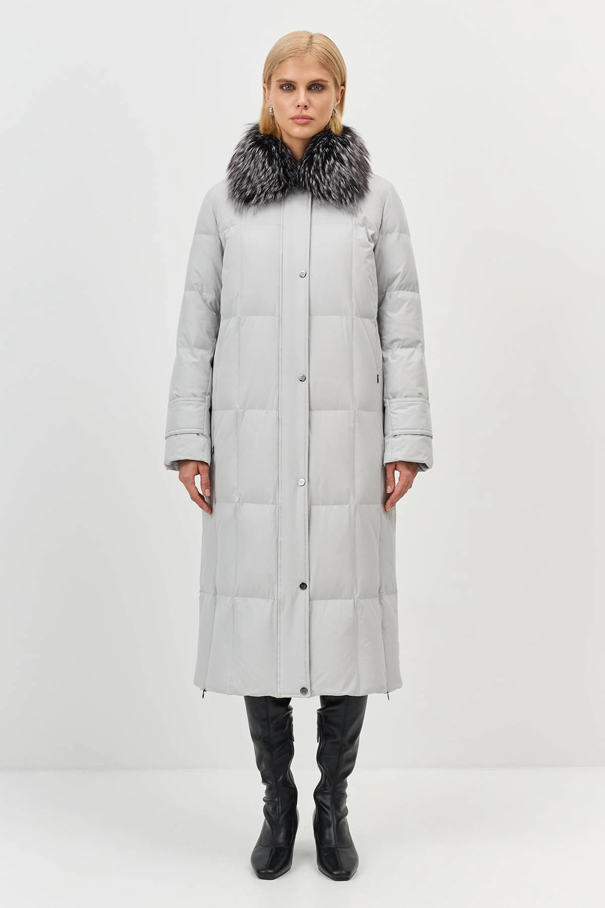 Лимитированная серия куртка серо-голубая с палантином, 36