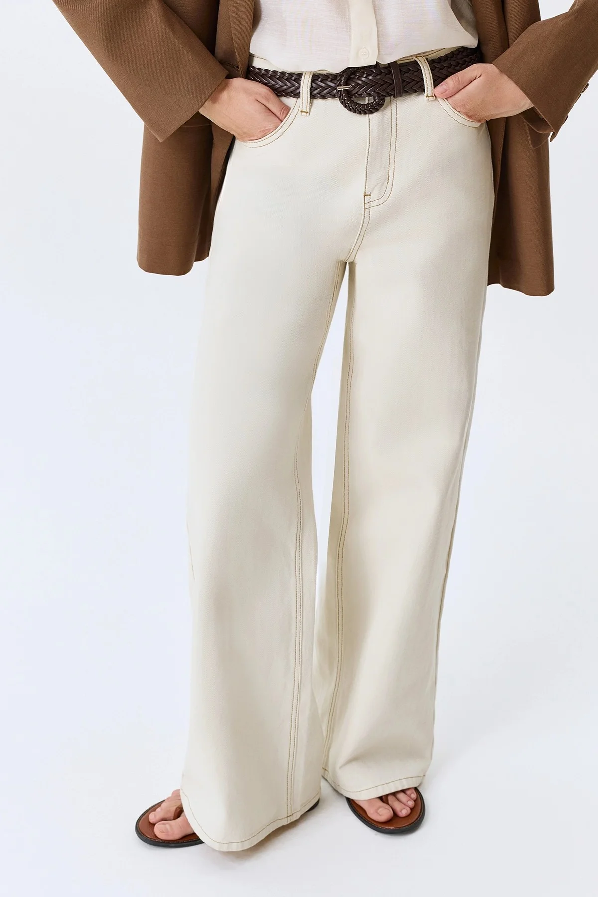 Плетеный ремень с узором "елочка", М