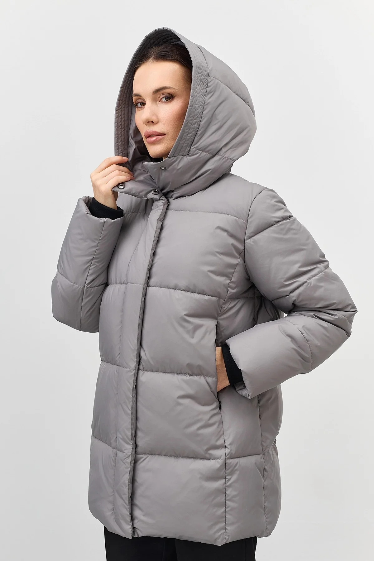 Удлиненная куртка с трикотажными манжетами, 44