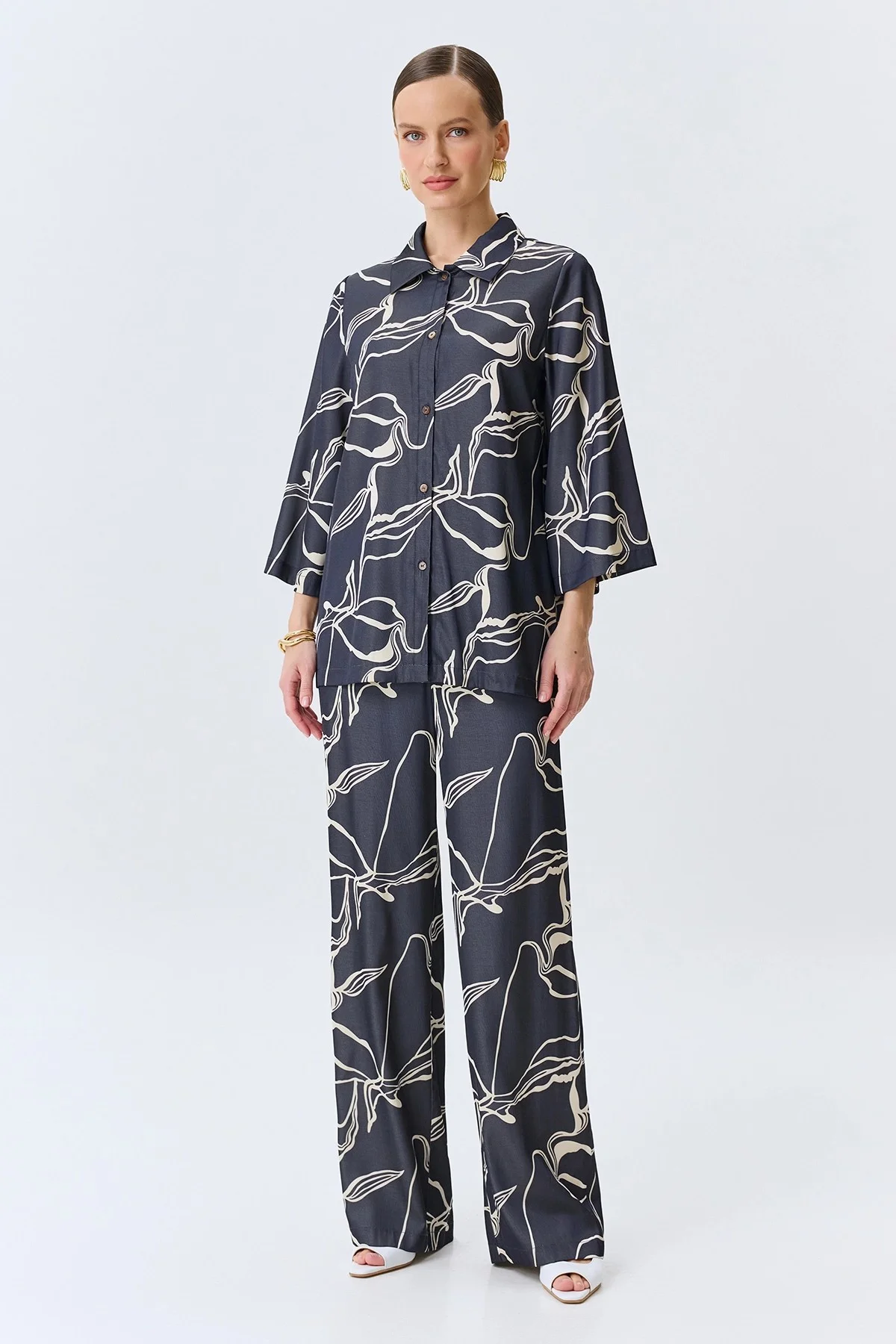 Блузка с абстрактным принтом, 40