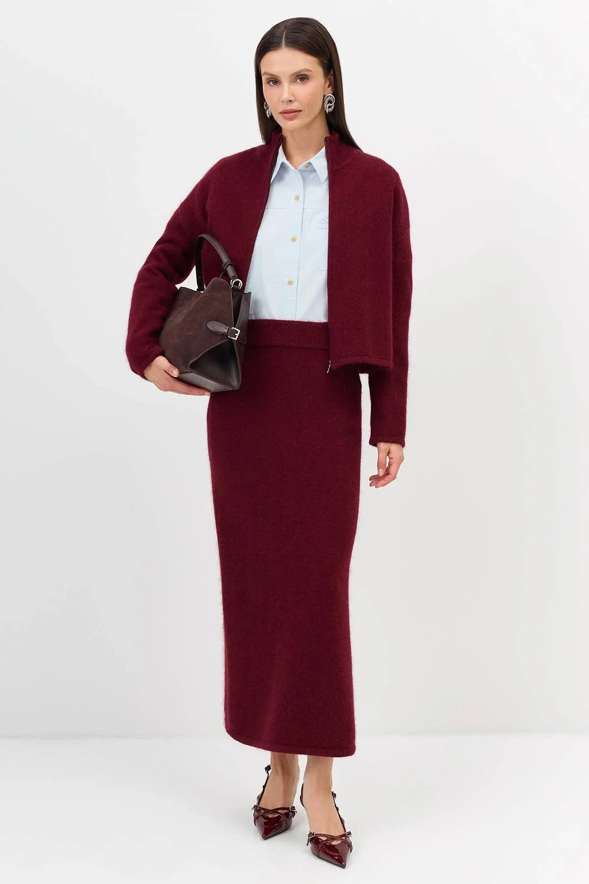 Вязаная юбка с ангорой