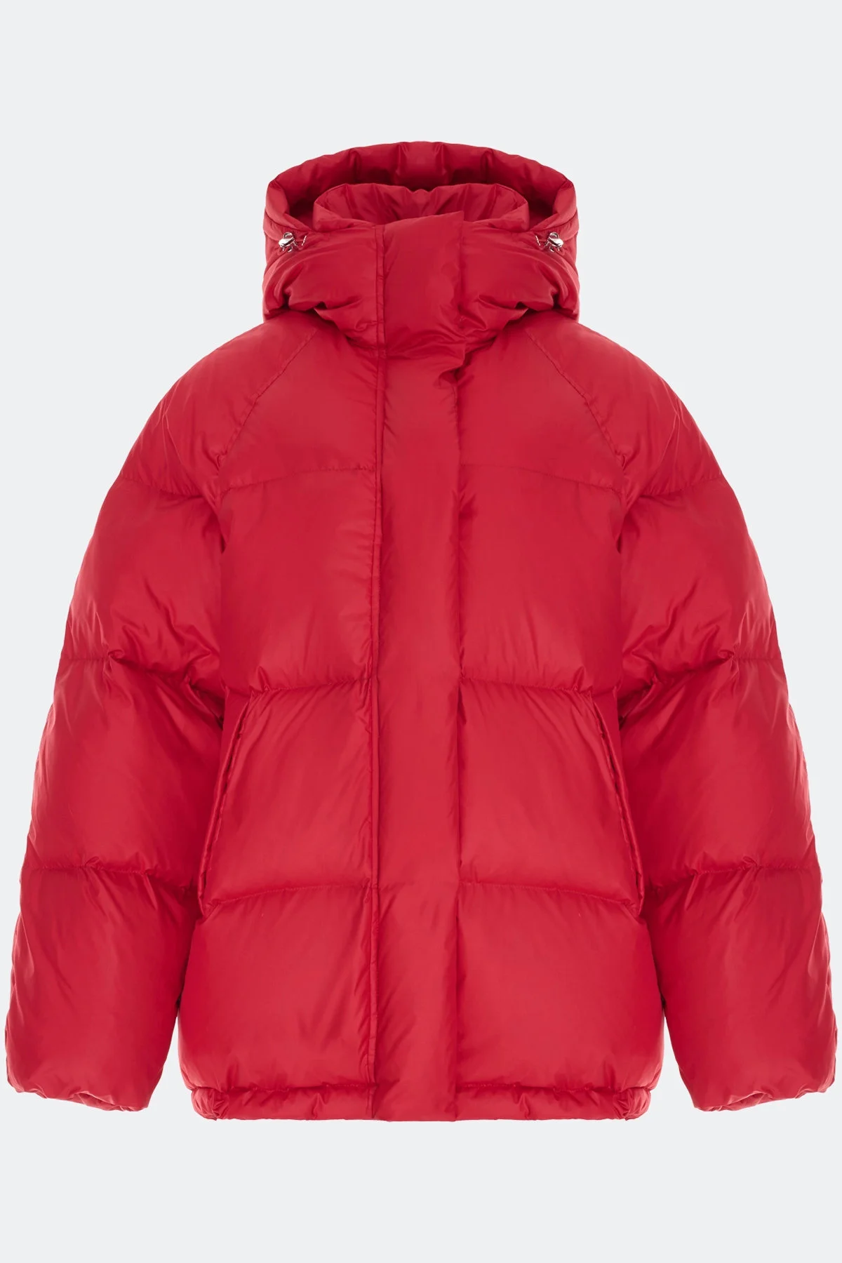 Яркий красный пуховик Oversize, 40