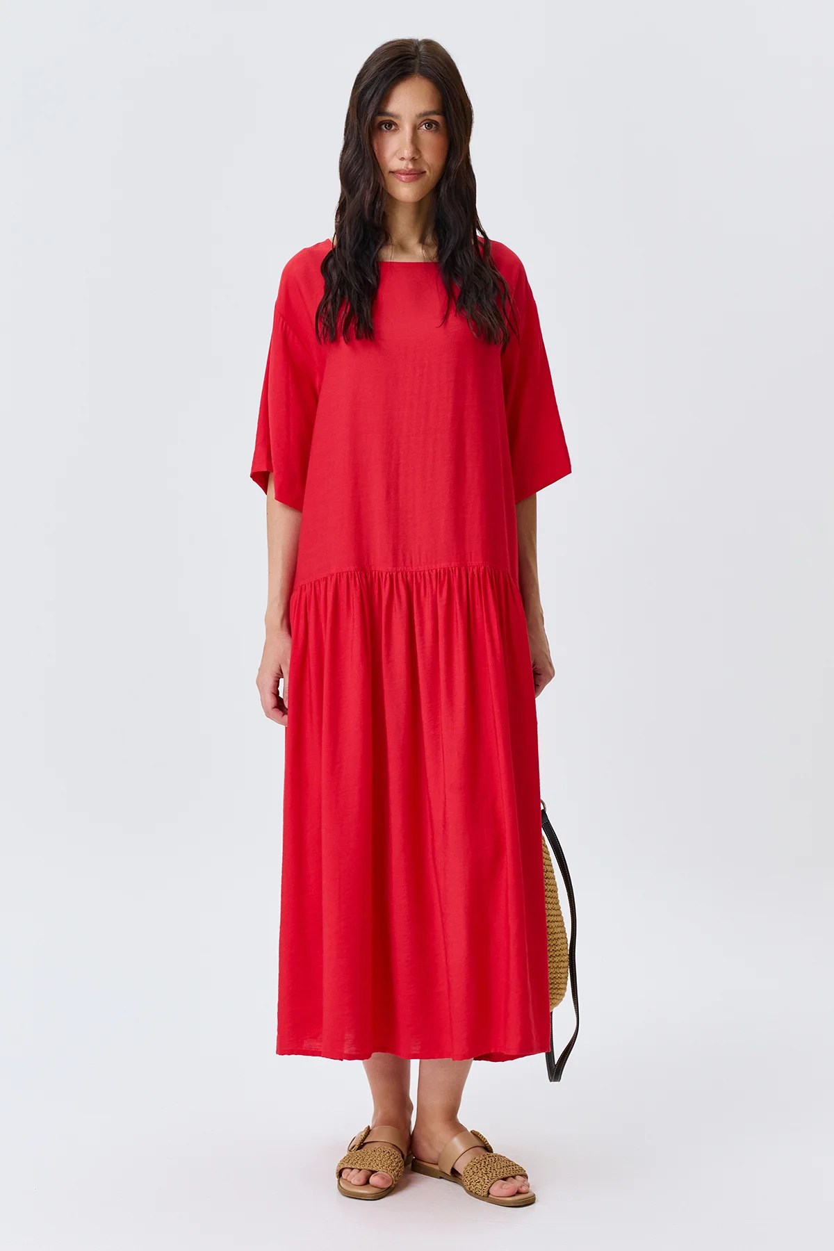 Платье летнее длинное с поясом, 50