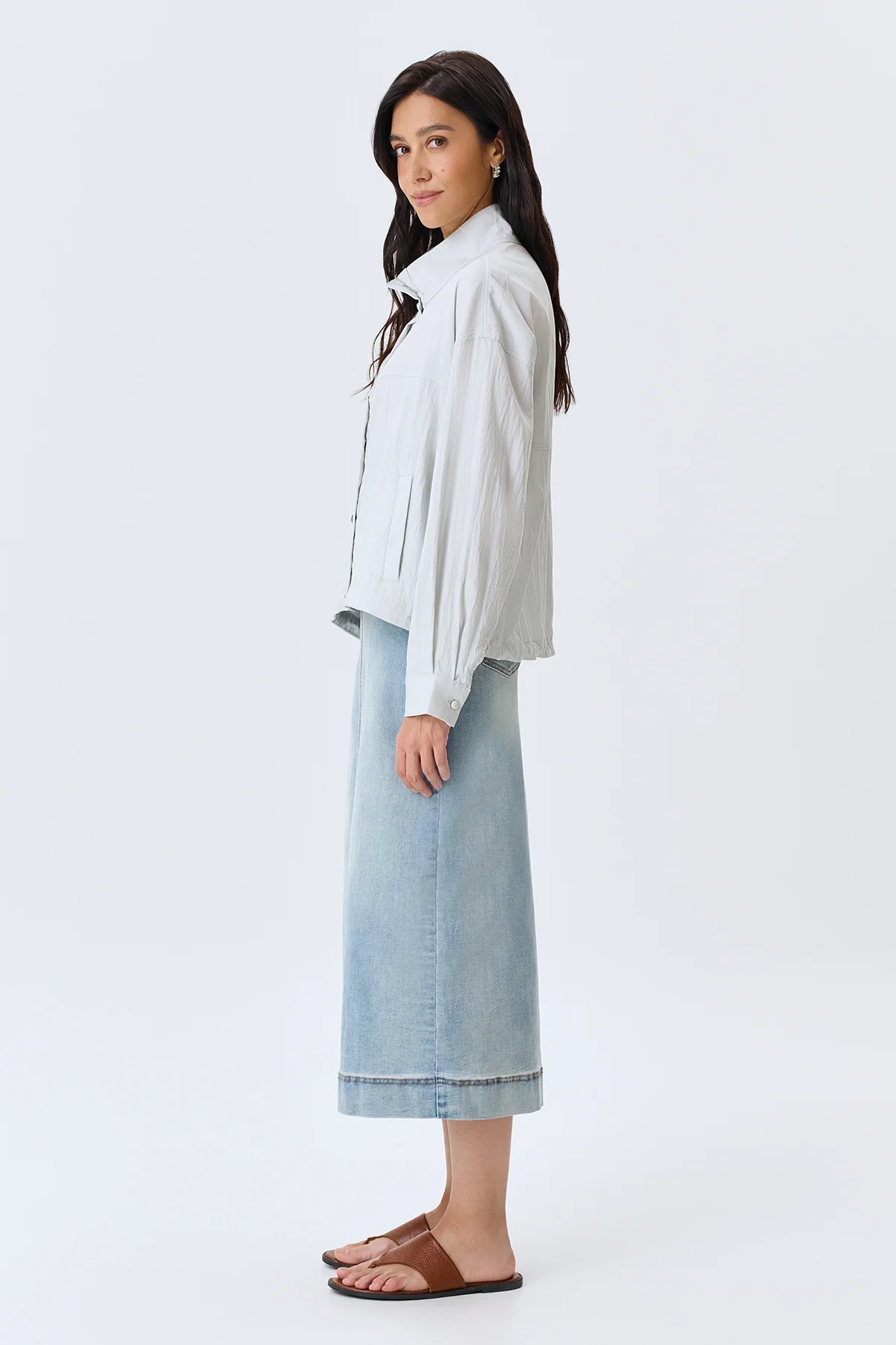 Жакет из тенселя с высоким воротником, 44